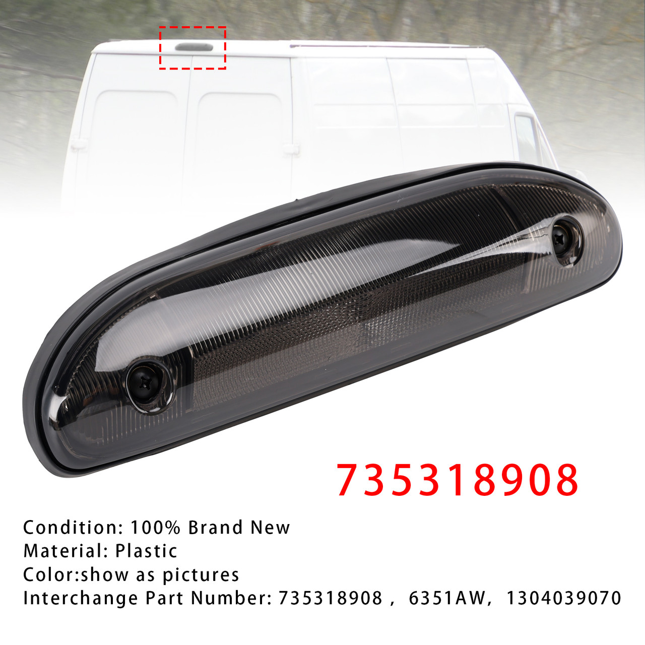 2002-2006 FIAT DUCATO (244) LED Third Brake Light Stop Lamp 735318908 Smoke Generic