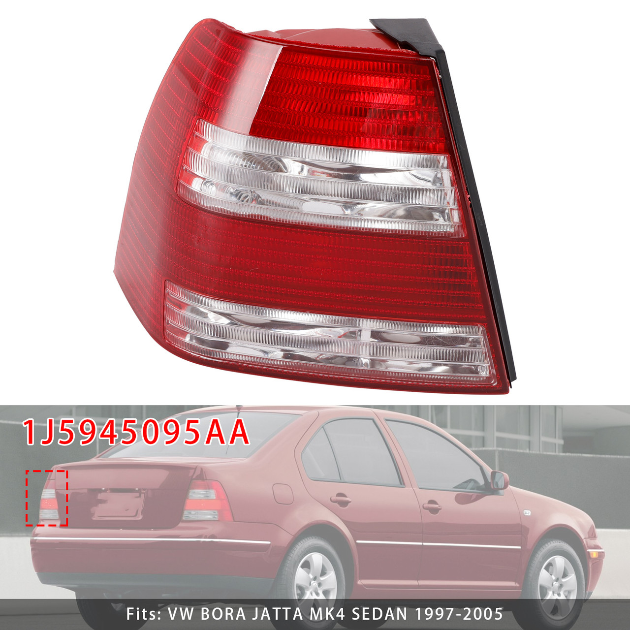 1997-2005 VW BORA JATTA MK4 SEDAN Left Tail Light Lamp 1J5945095AA Generic