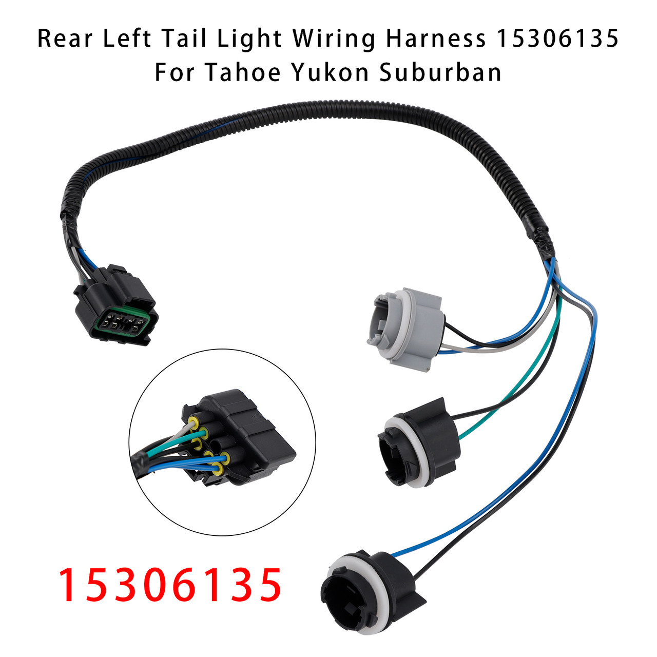 2000-2006 Suburban 1500 2500 Tahoe Yukon XL 1500 2500 Rear Left Tail Light Wiring Harness 15306135 Generic