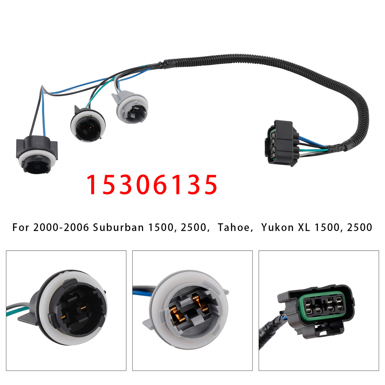 2000-2006 Suburban 1500 2500 Tahoe Yukon XL 1500 2500 Rear Left Tail Light Wiring Harness 15306135 Generic