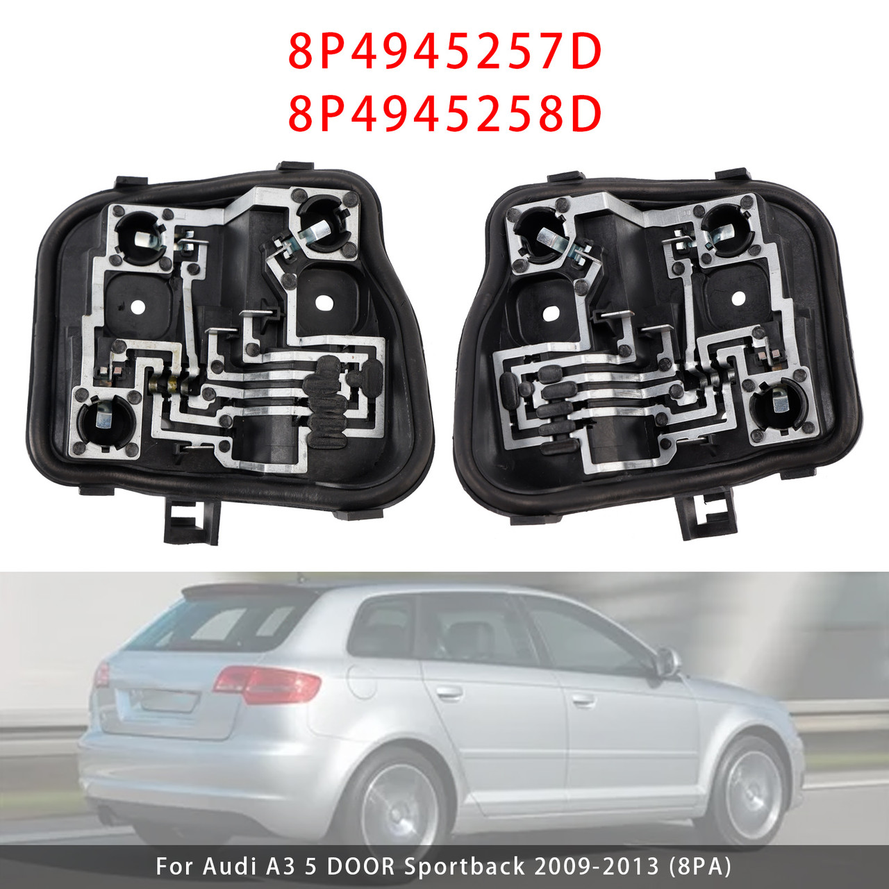 2009-2013 Audi A3 5 DOOR Sportback Left+Right Rear Light Bulb Holder 8P4945257D 8P4945258D Generic