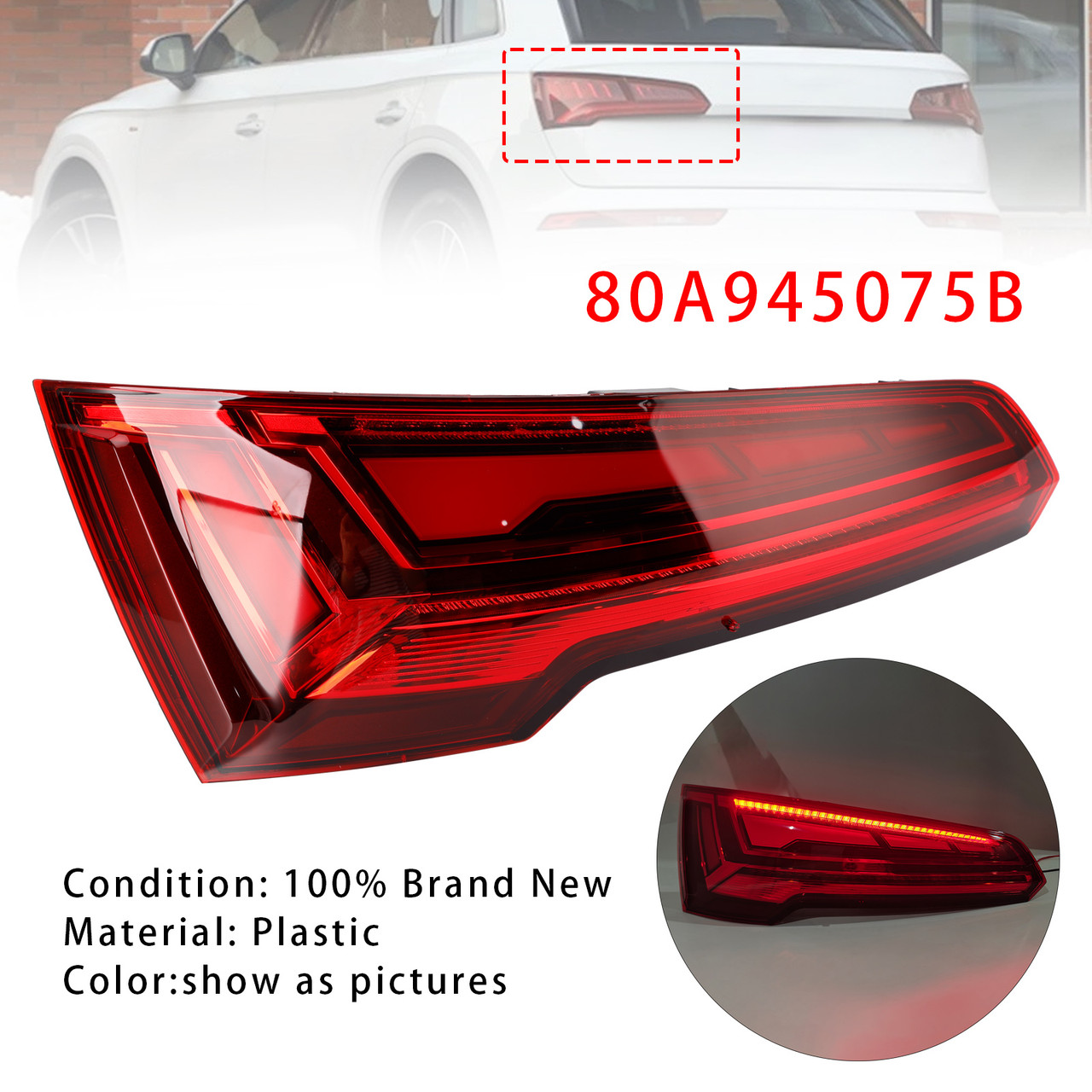 2021-2024 Audi Q5 MK2 FACELIFT LED 5 PIN Left Rear Tail Light Lamp LED 80A945075B Generic