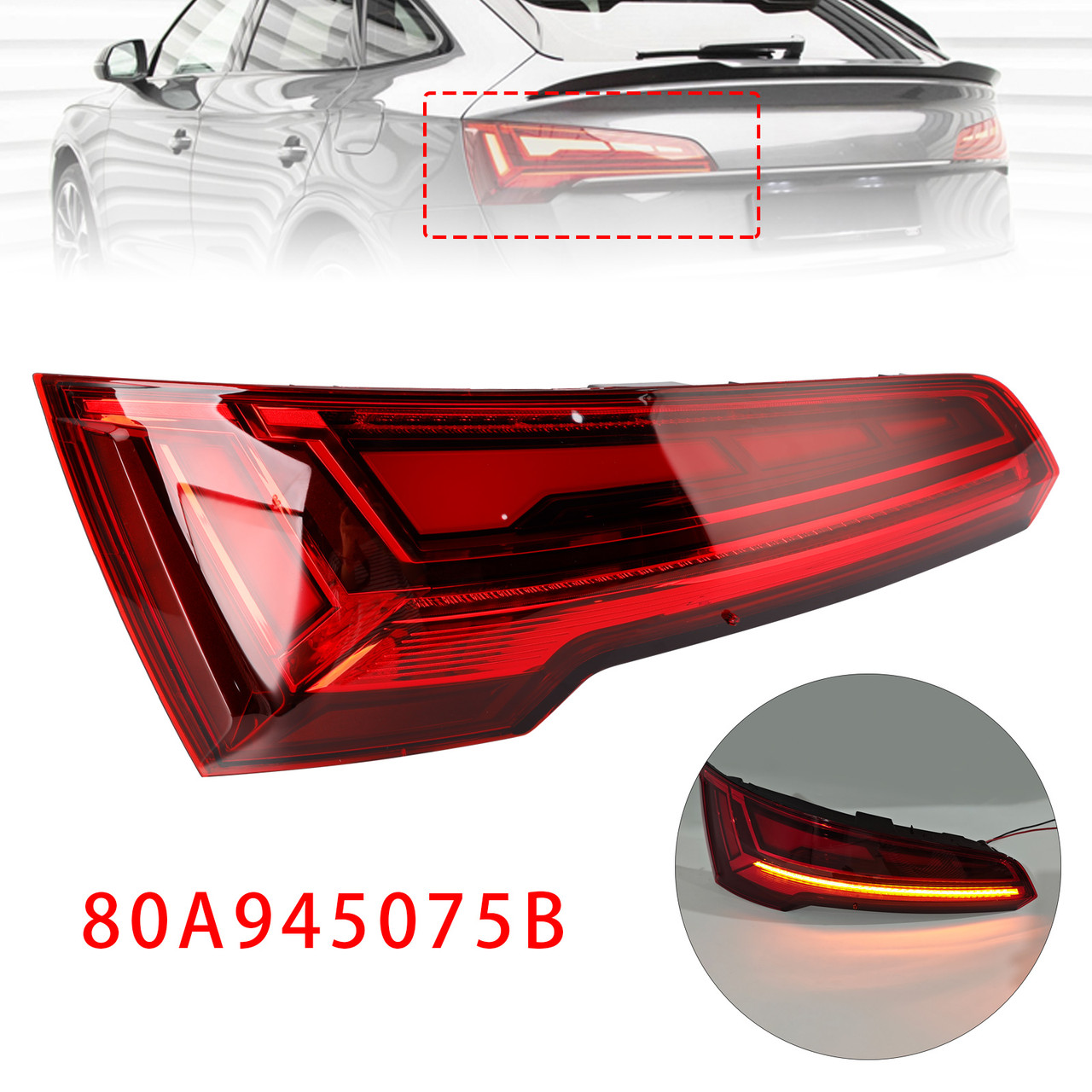 2021-2024 Audi Q5 MK2 FACELIFT LED 5 PIN Left Rear Tail Light Lamp LED 80A945075B Generic