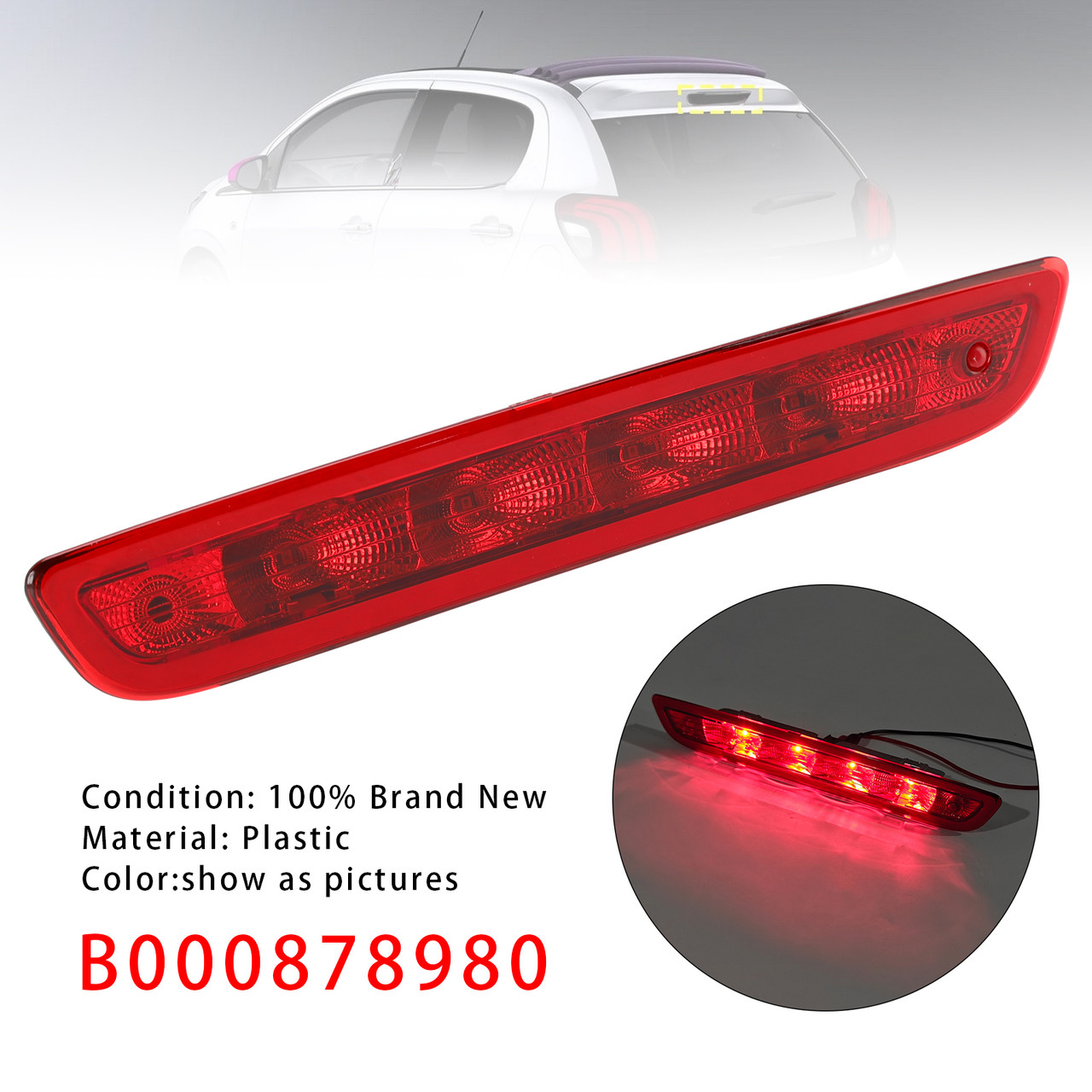 2014-2021 Citroen C1 Mk2 3RD Third Brake Light B000878980 Red Generic