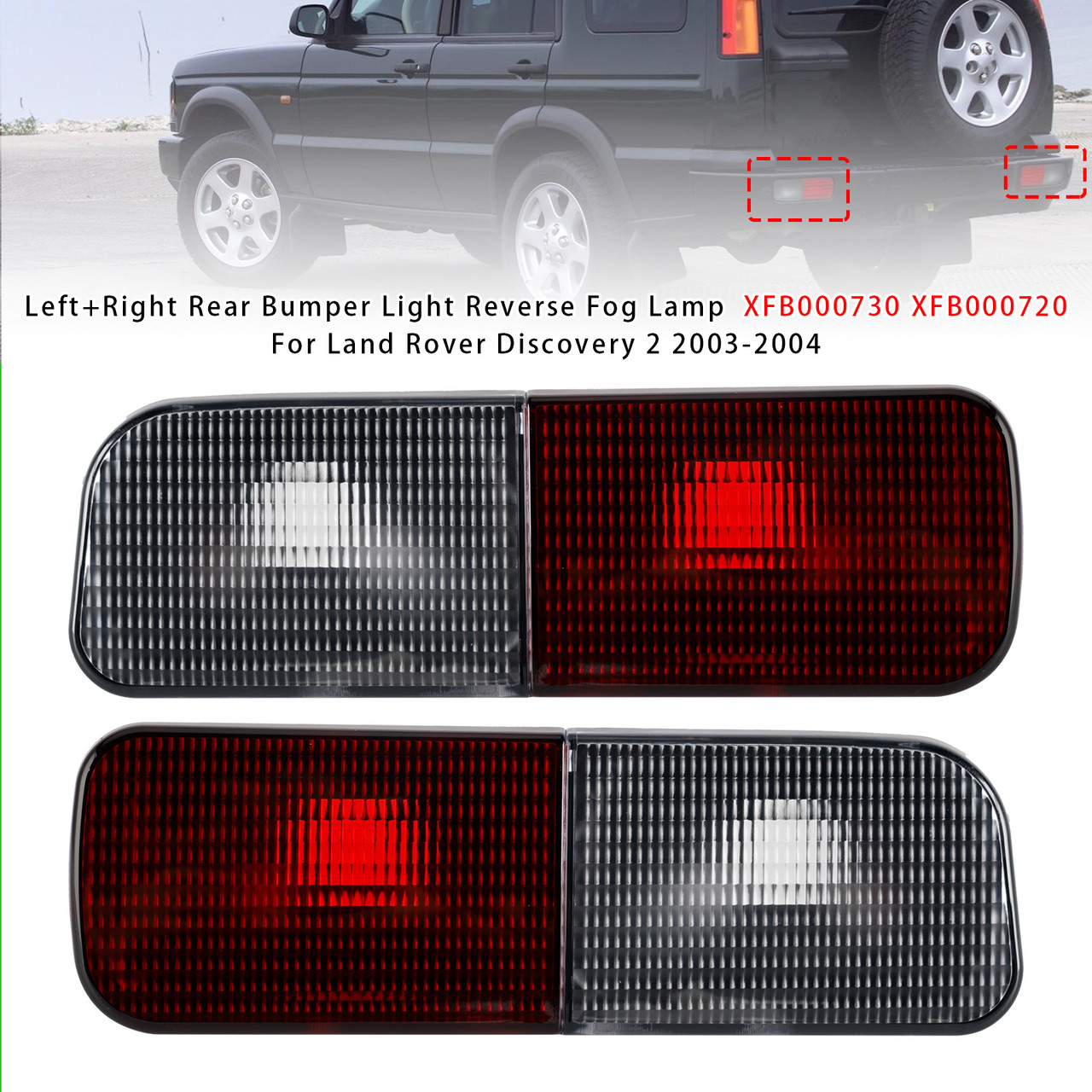 2003-2004 Land Rover Discovery II Left+Right Rear Bumper Light Reverse Fog Lamp XFB000730 Generic