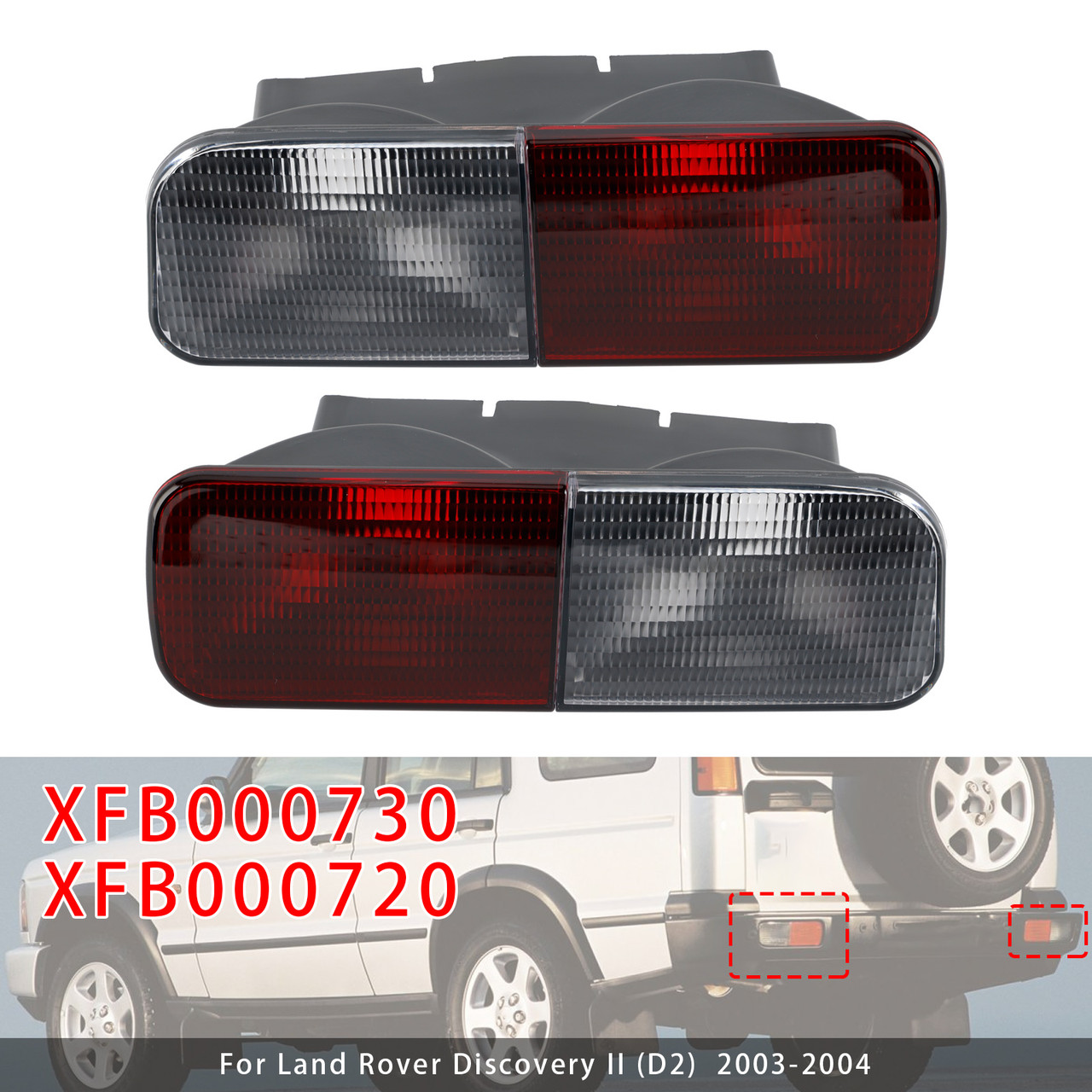 2003-2004 Land Rover Discovery II Left+Right Rear Bumper Light Reverse Fog Lamp XFB000730 Generic
