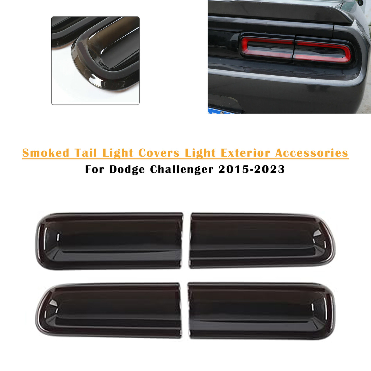2015-2023 Dodge Challenger Smoked Tail Light Covers Light Exterior Accessories Generic