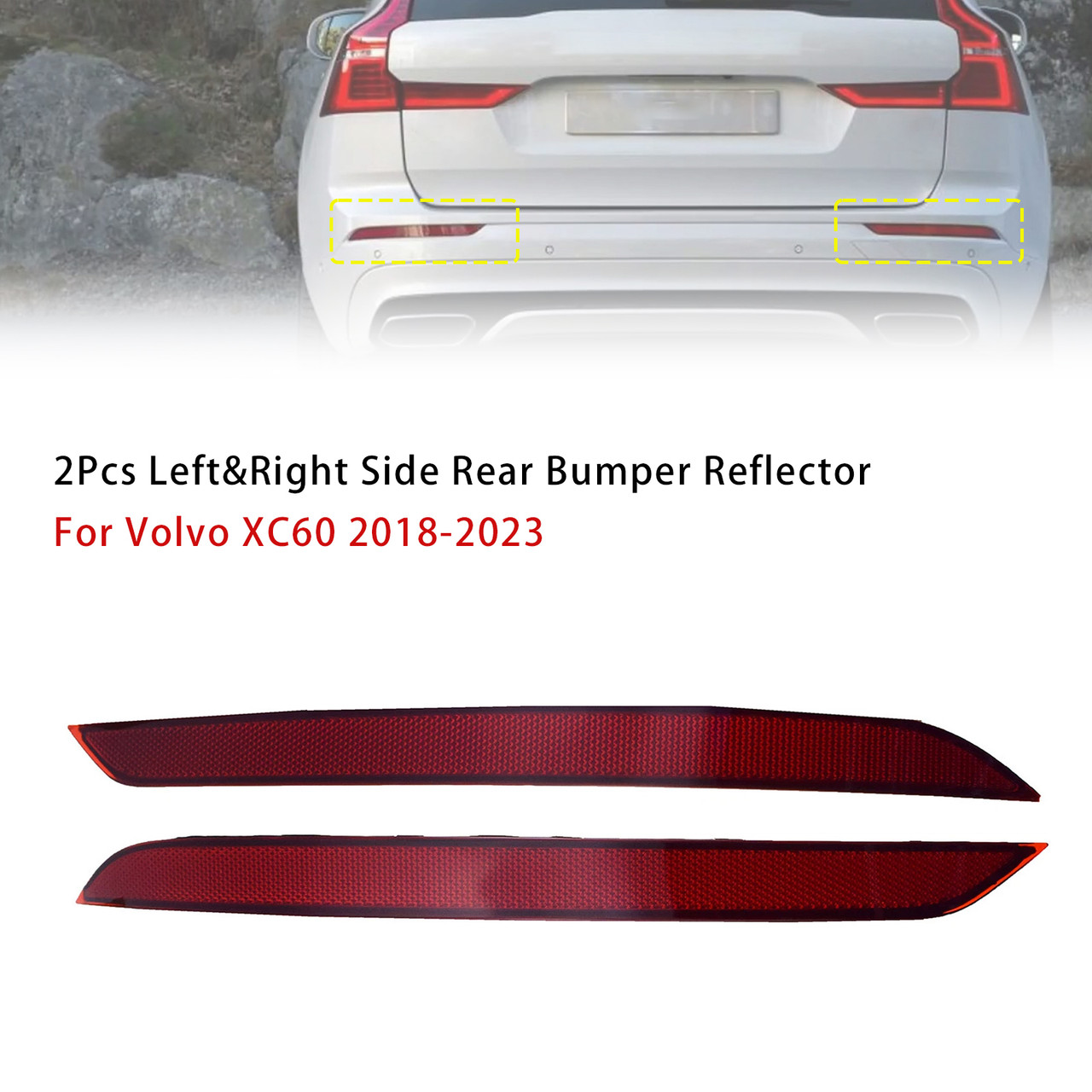2018-2023 Volvo XC60 2Pcs Left&Right Side Rear Bumper Reflector 31656677 31656678 Generic