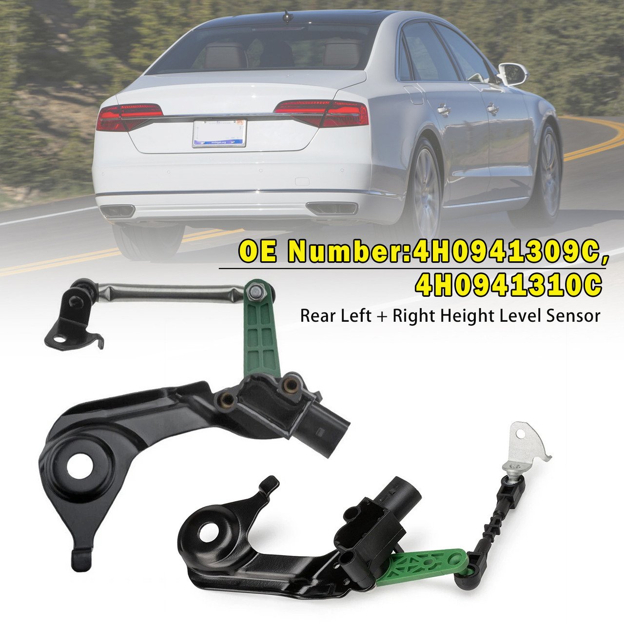 2013-2017 Audi S6 S7 S8 Rear Left+Right Air Suspension Height Sensor 4H0941309C 4H0941310C Generic