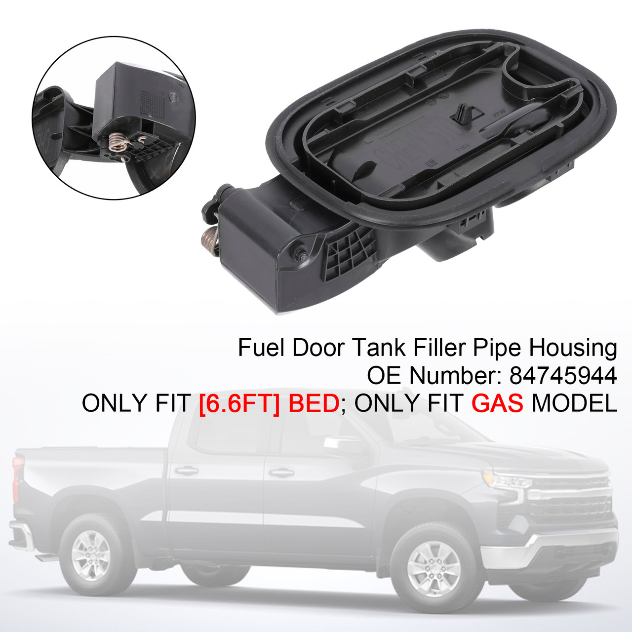 2019-2024 Chevrolet Silverado 1500 6.5 Fuel Door Tank Filler Pipe Housing 84745944 Generic