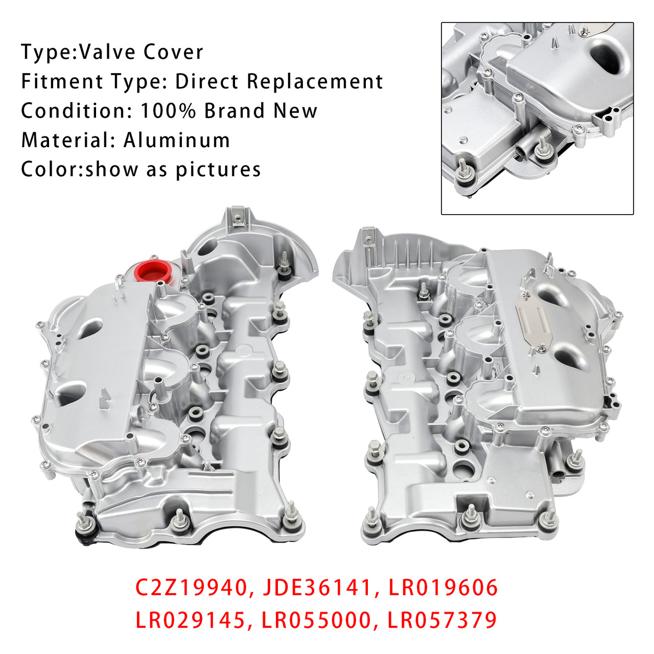 Land Rover Discovery Range Rover 3.0 V6 306DT Pair Aluminum Valve Cover C2Z19940 Generic
