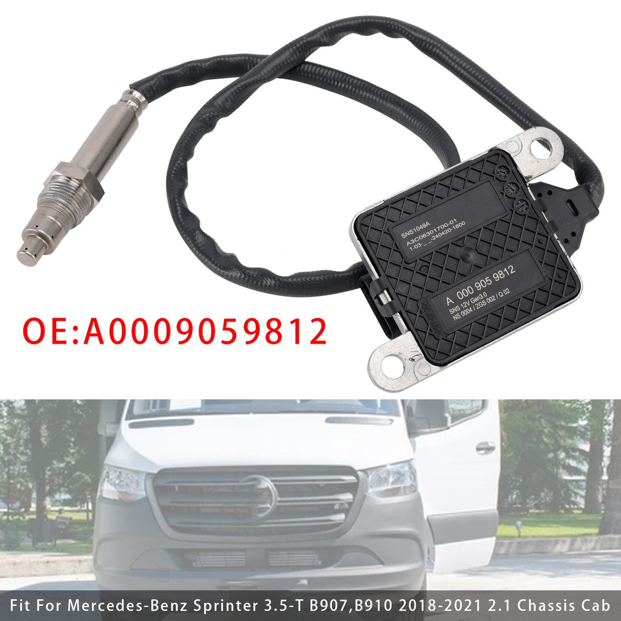 2018-2021 Mercedes-Benz Sprinter 3-T 3.5T 4T Nox Nitrogen Oxide Sensor A0009059812 0009059812 Generic
