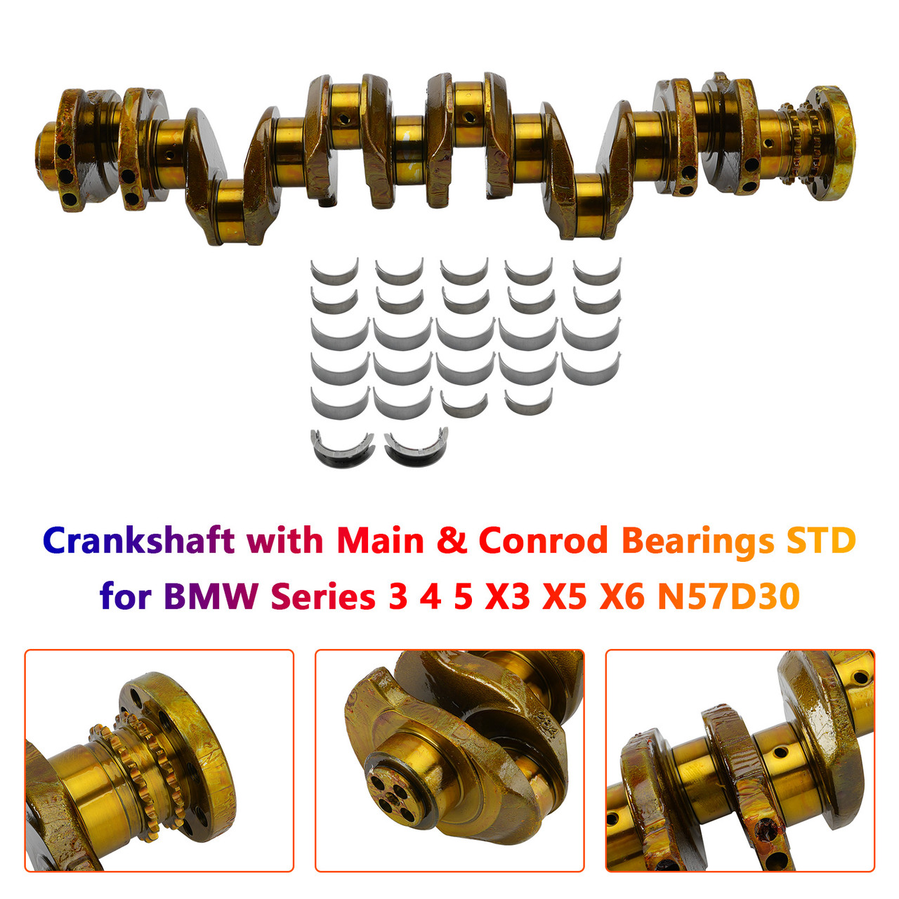 2009-2019 BMW Series 3 4 5 6 7 Crankshaft with Main & Conrod Bearings STD 11217799970 11217809375 Generic