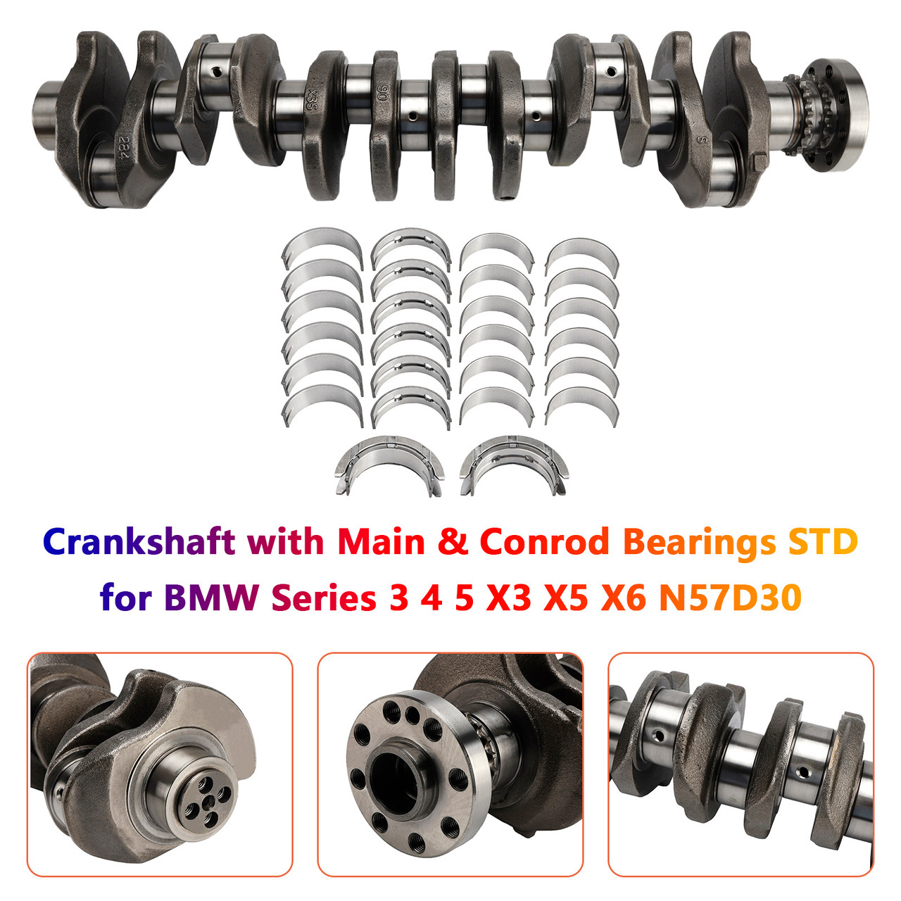 2009-2019 BMW Series 3 4 5 6 7 Crankshaft with Main & Conrod Bearings STD 11217799970 11217809375 Generic