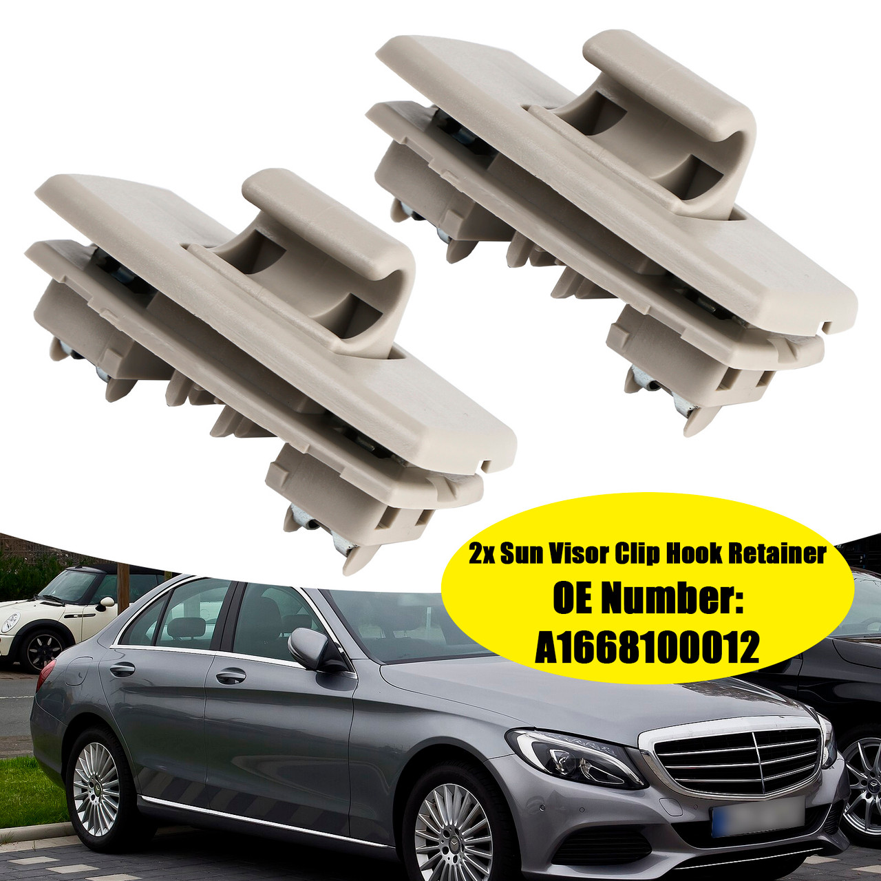 2015-2019 Mercedes Benz GLC GLE GLS 2x Gray Sun Visor Clip Hook Retainer A1668100012 Generic