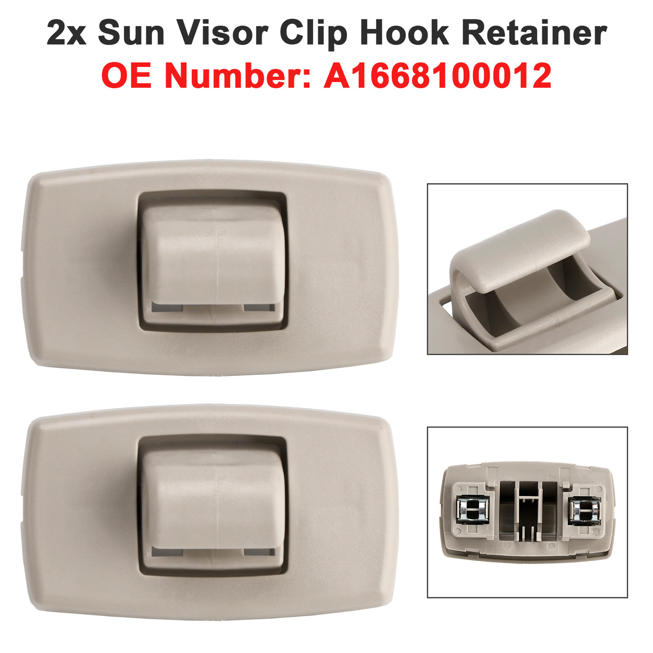 2012-2016 Mercedes Benz M-class 2x Gray Sun Visor Clip Hook Retainer A1668100012 Generic