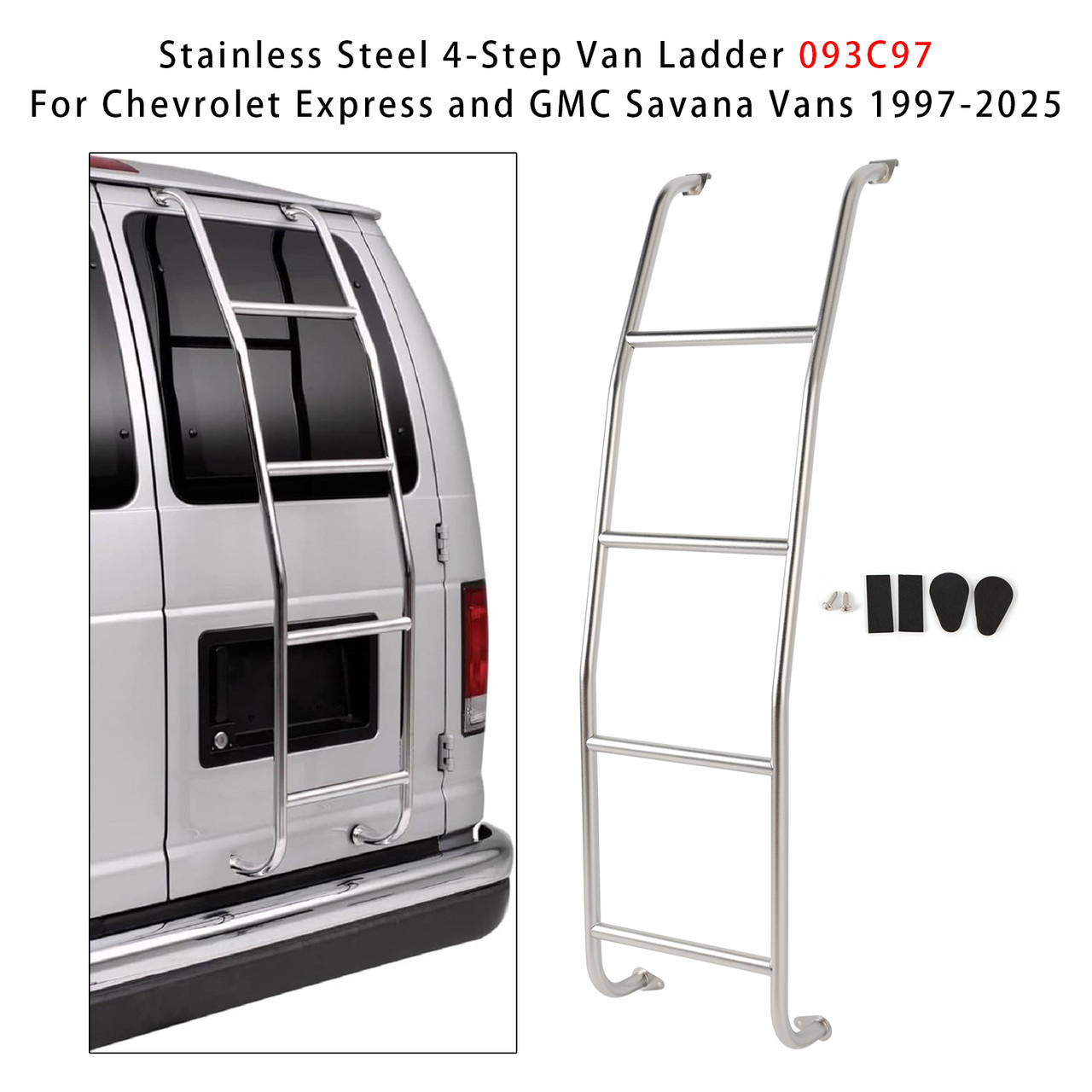 1997-2024 GMC Savana 1500/2500/3500 Stainless Steel 4-Step Van Ladder 093C97 Generic