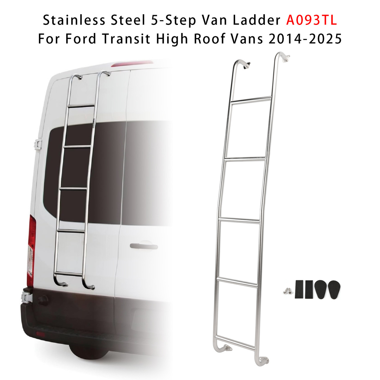 2014-2025 Ford Transit High Roof Vans Stainless Steel 5-Step Van Ladder A093TL Generic