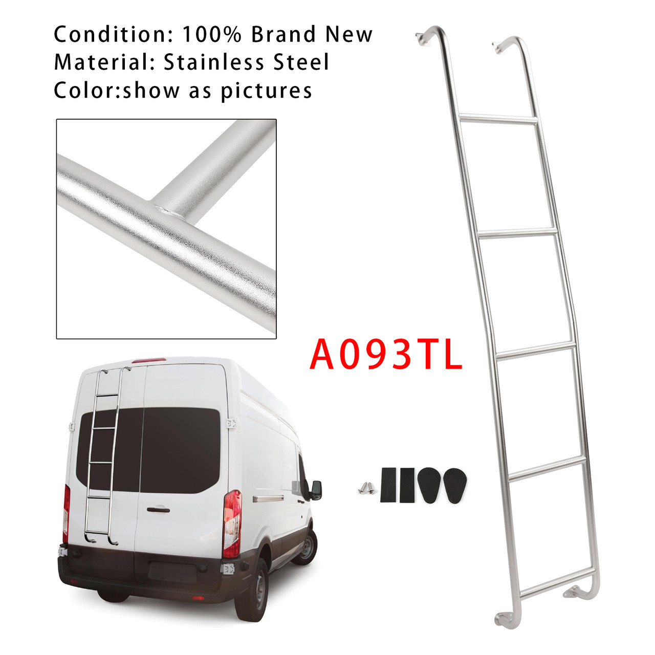 2014-2025 Ford Transit High Roof Vans Stainless Steel 5-Step Van Ladder A093TL Generic