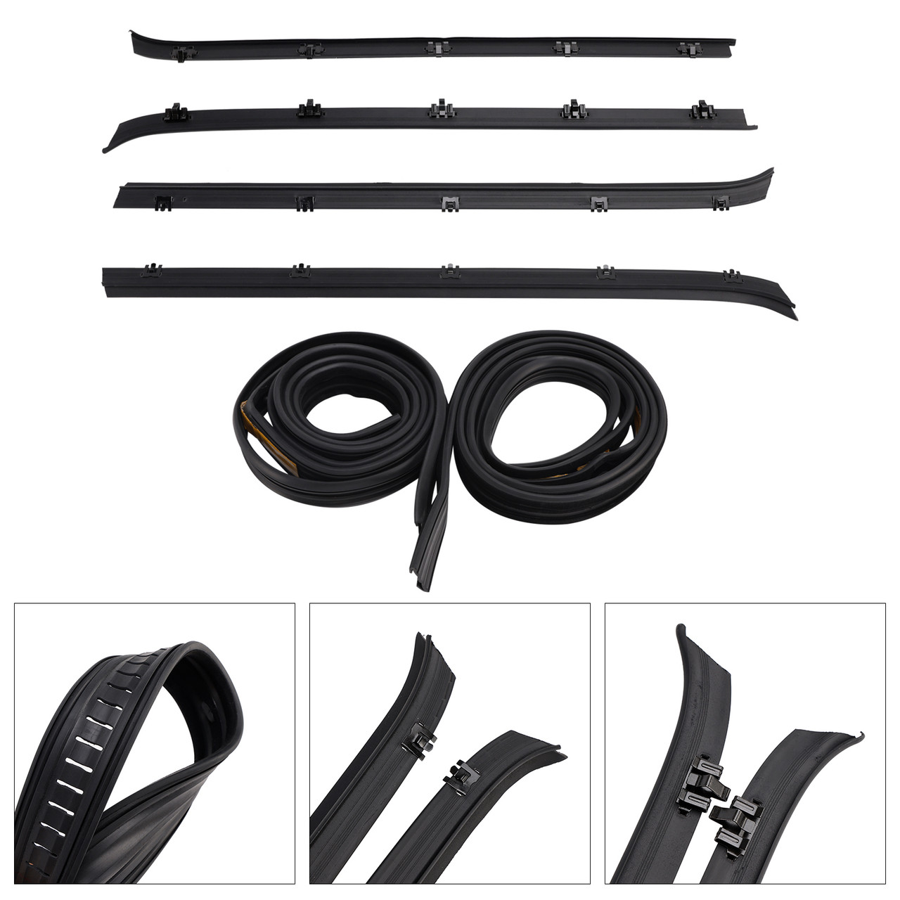 1981-1991 Chevy Blazer Full Size 4PCS Car Window Weatherstrip Molding Trim Belt+2 Window Seals Generic