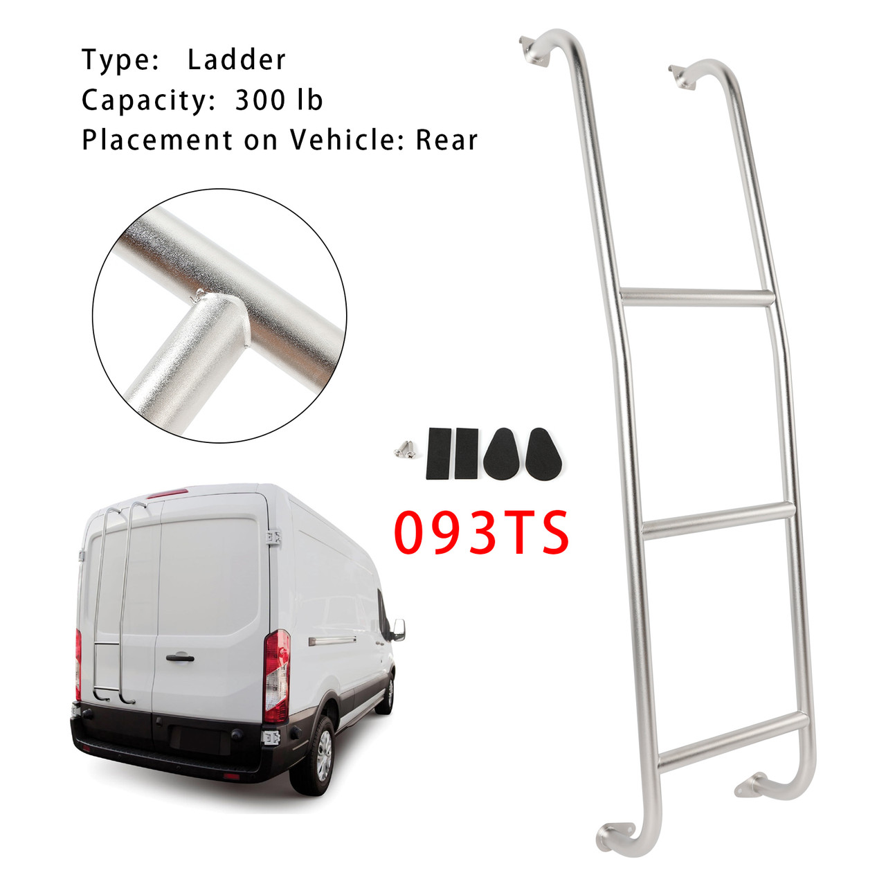 2014-2025 Ford Transit Low Roof Vans Stainless Steel 3-Step Van Ladder 093TS Generic