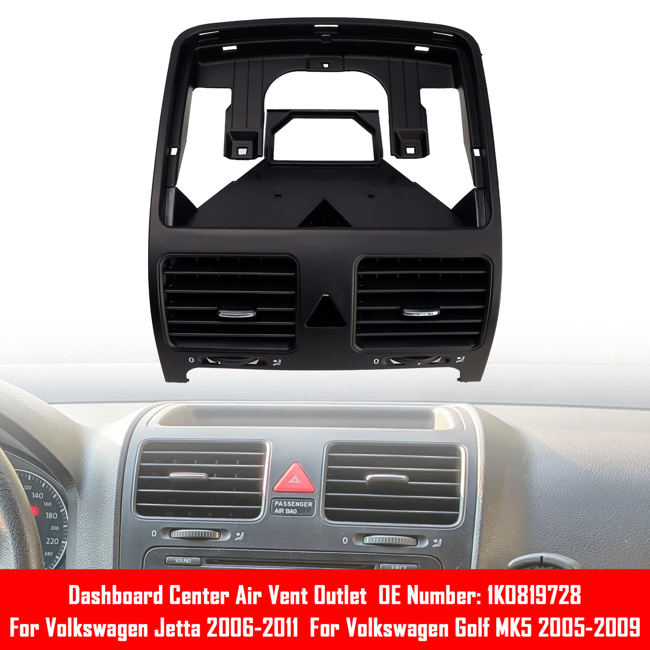 2005-2009 Volkswagen Golf MK5 Dashboard Center Air Vent Outlet 1K0819728 Generic