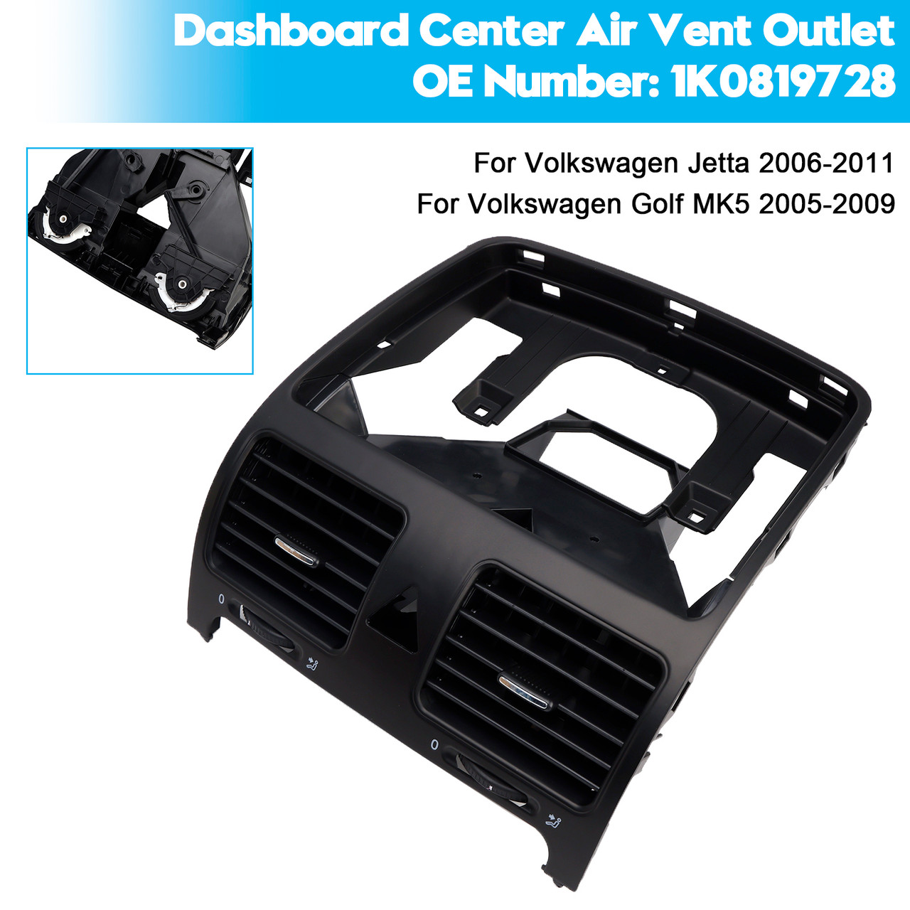 2005-2009 Volkswagen Golf MK5 Dashboard Center Air Vent Outlet 1K0819728 Generic