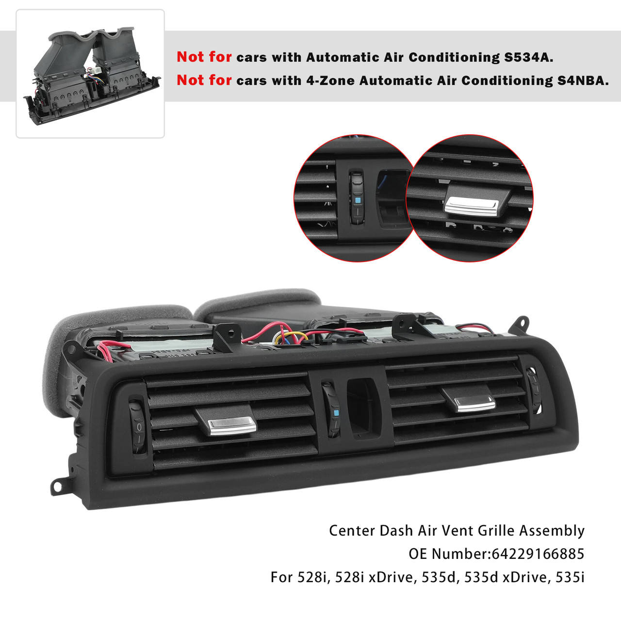 2011-2016 BMW F10 528i 535i Center Dash Air Vent Grille Assembly 64229166885 Generic