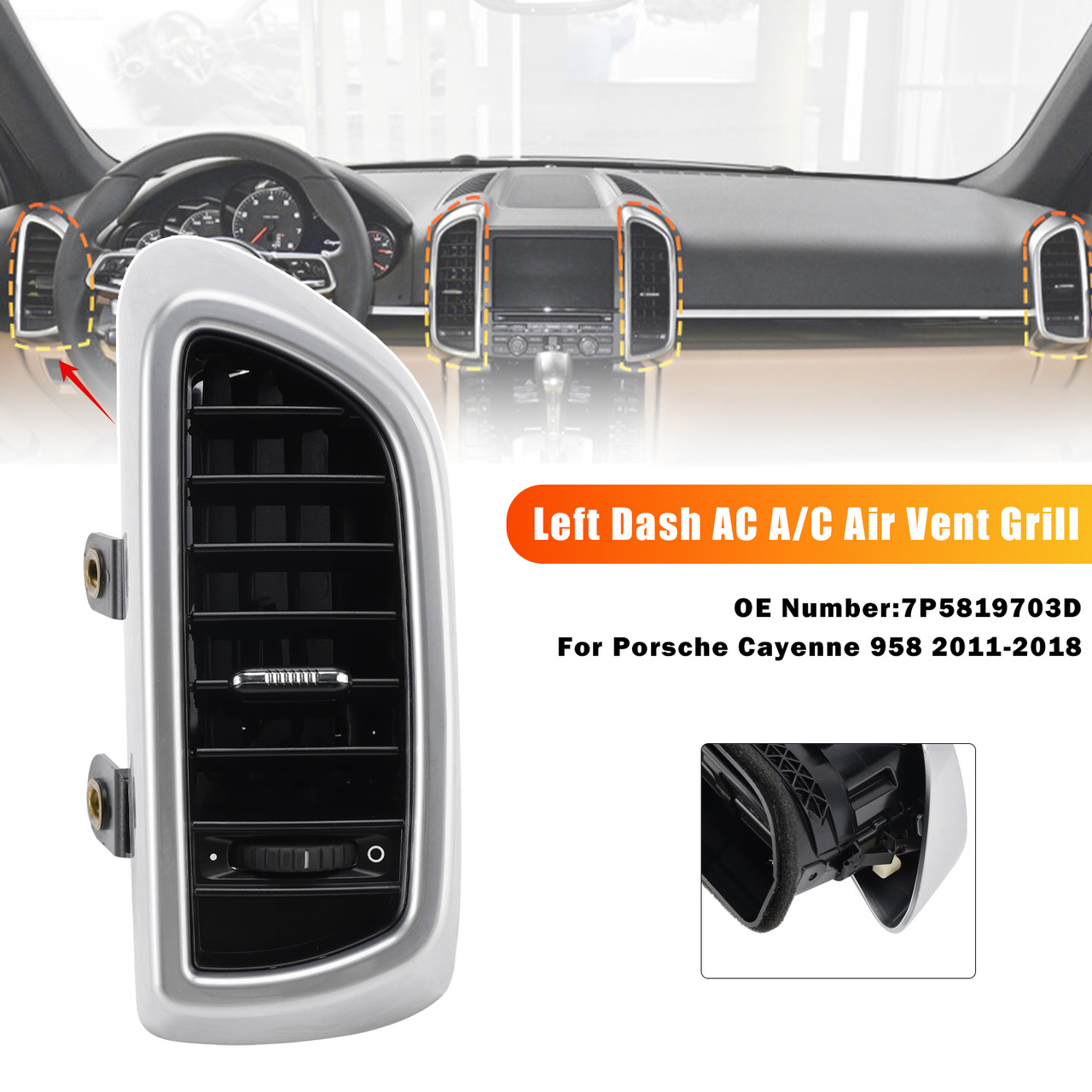 2011-2018 Porsche Cayenne 958 Left Dash AC A/C Air Vent Grill 7P5819703D Generic