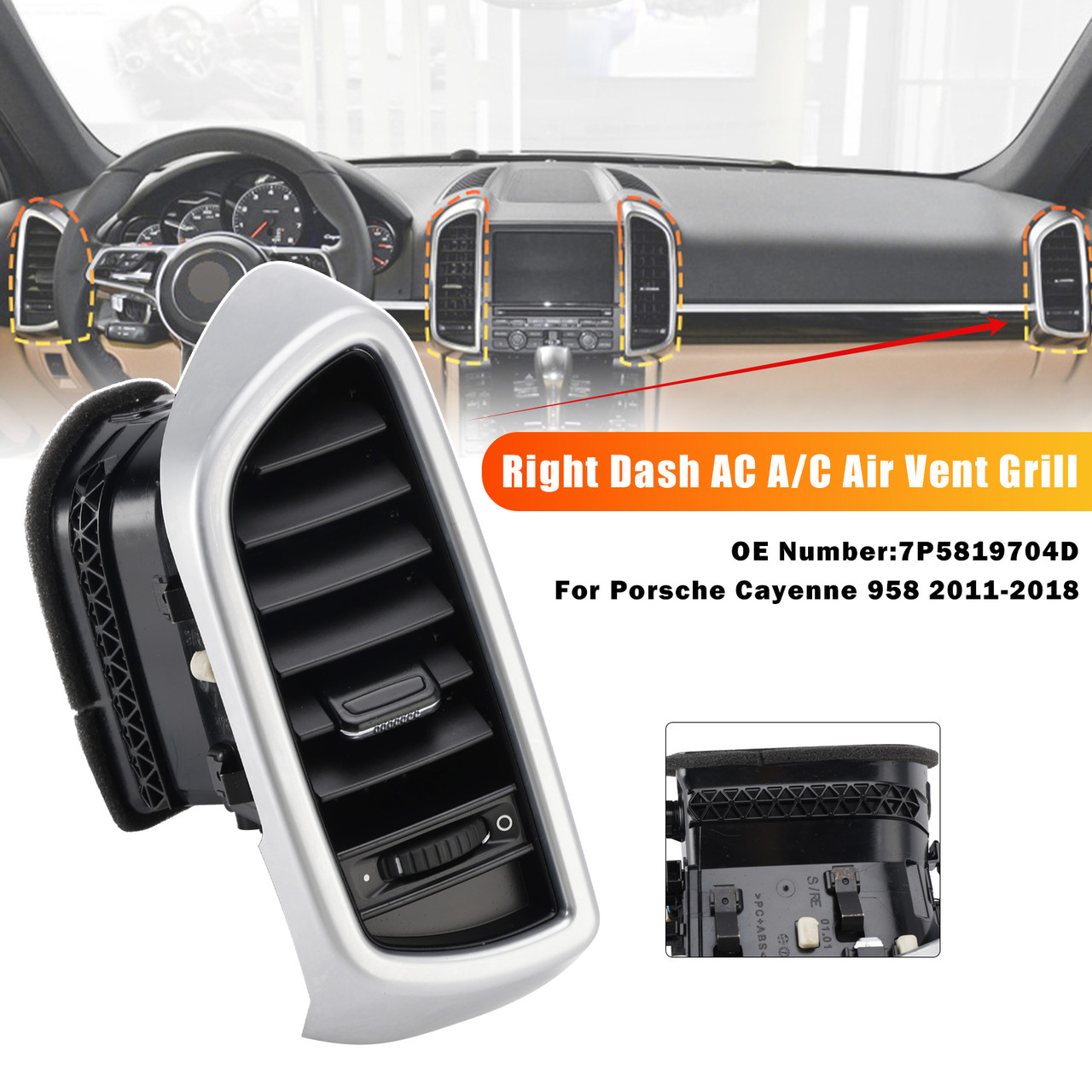 2011-2018 Porsche Cayenne 958 Right Dash AC A/C Air Vent Grill 7P5819704D Generic