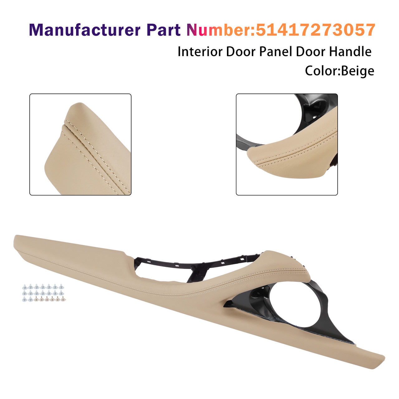 2010-2016 BMW 5 Series F11 F10 F18 1x Interior Door Panel Door Handle Beige 51417273057 Generic