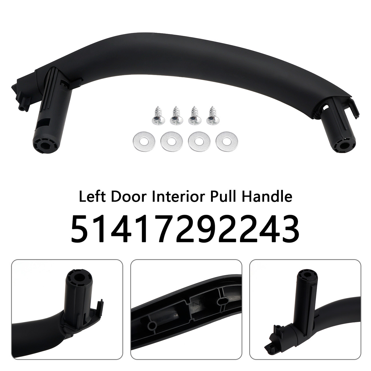 2015-2019 BMW X6 F16 Left Door Interior Pull Handle Inside Trim Black 51417292243 Generic