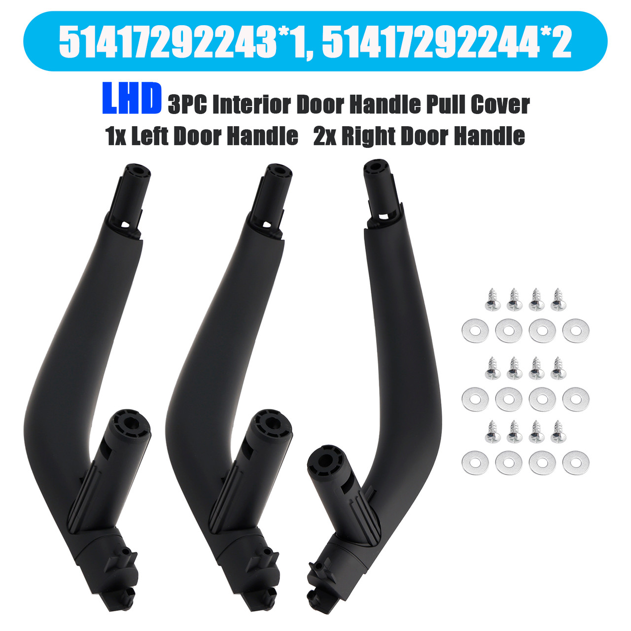 2014-2018 BMW X5 F15 LHD 3PC Interior Door Handle Pull Cover 51417292243 51417292244 Generic