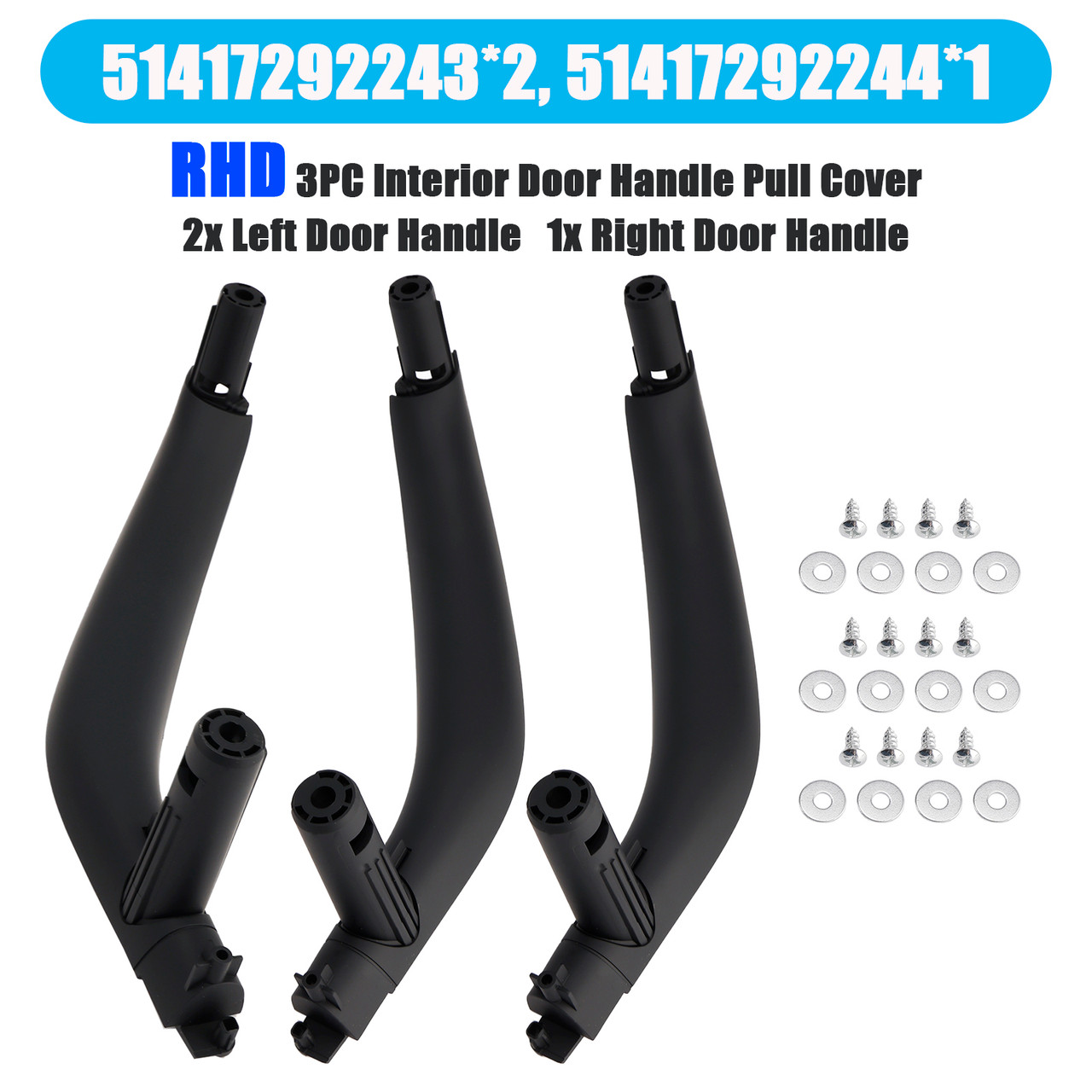 2015-2019 BMW X6 F16 RHD 3PC Interior Door Handle Pull Cover 51417292243 51417292244 Generic