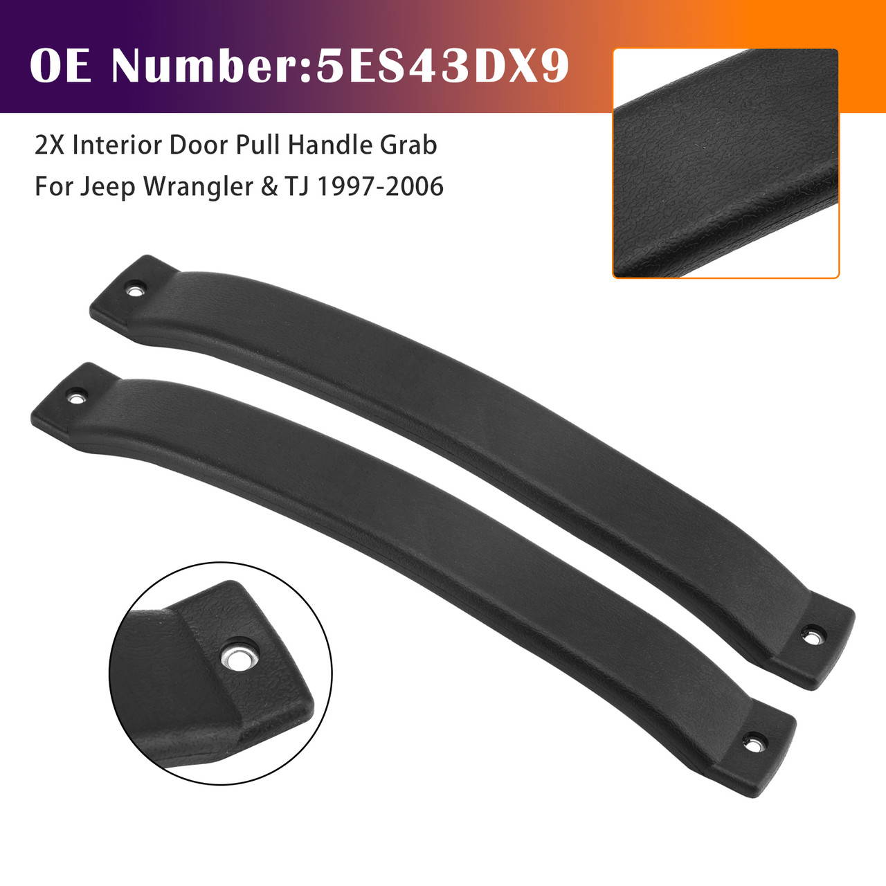 1997-2006 Jeep TJ Wrangler 2x Interior Door Pull Handle Grab 5ES43DX9 Generic