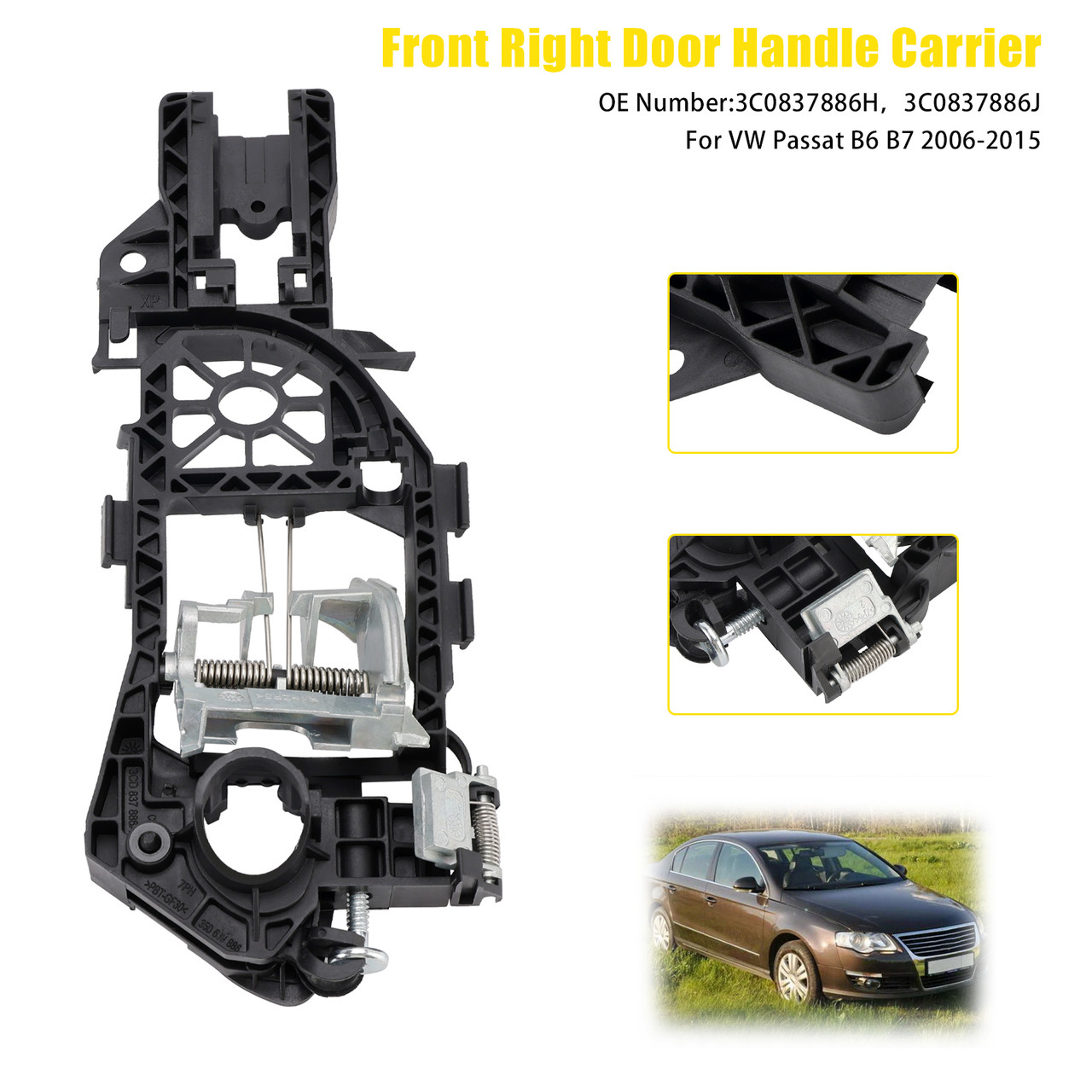 2006-2015 VW Passat B6 B7 Door Handle Carrier Front Right 3C0837886H 3C0837886J Generic