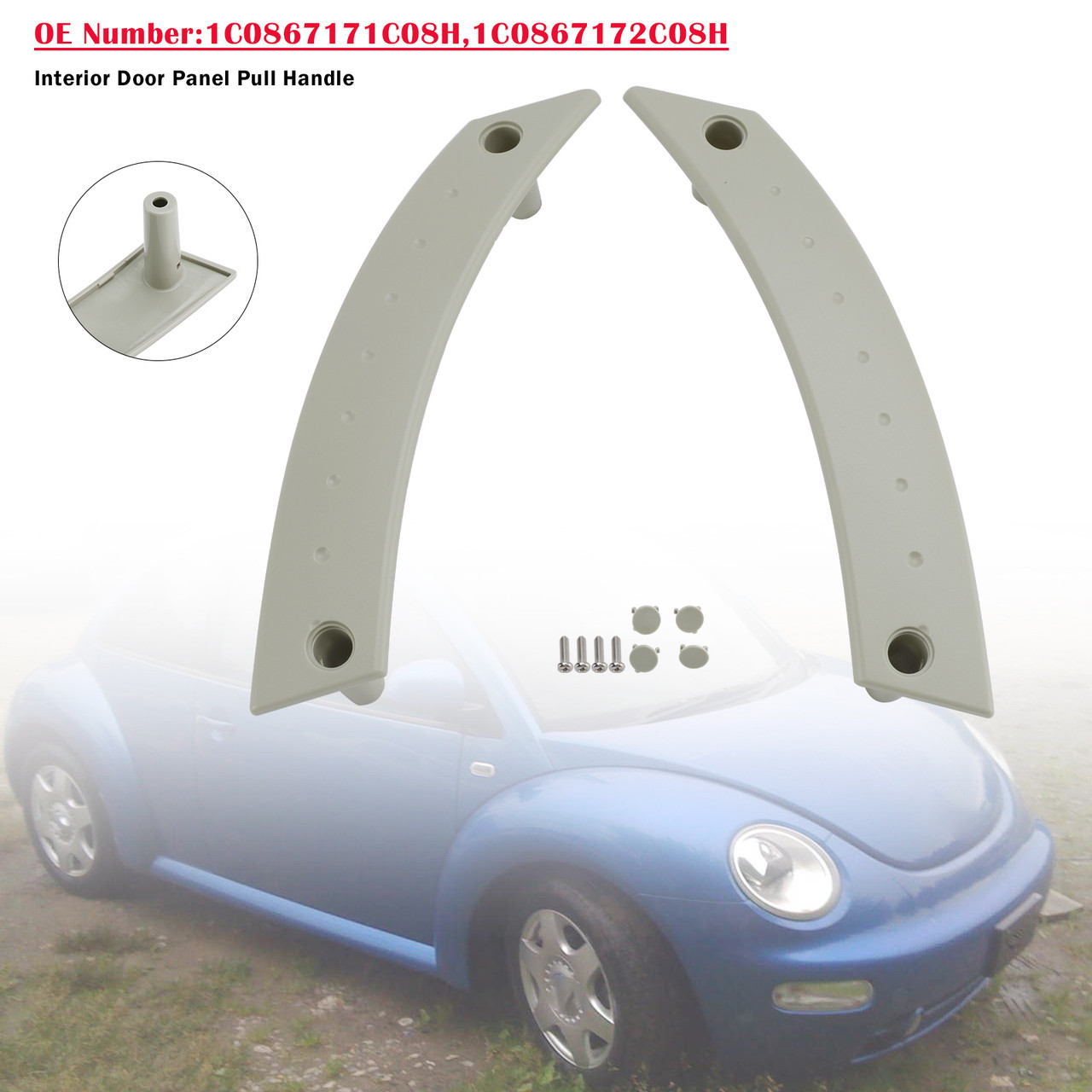 1998-2010 Volkswagen Beetle 1.8L 1.9L 2.0L 2.5L Pair Interior Door Panel Pull Handle Repair Kit Tan 1C0867171 Generic