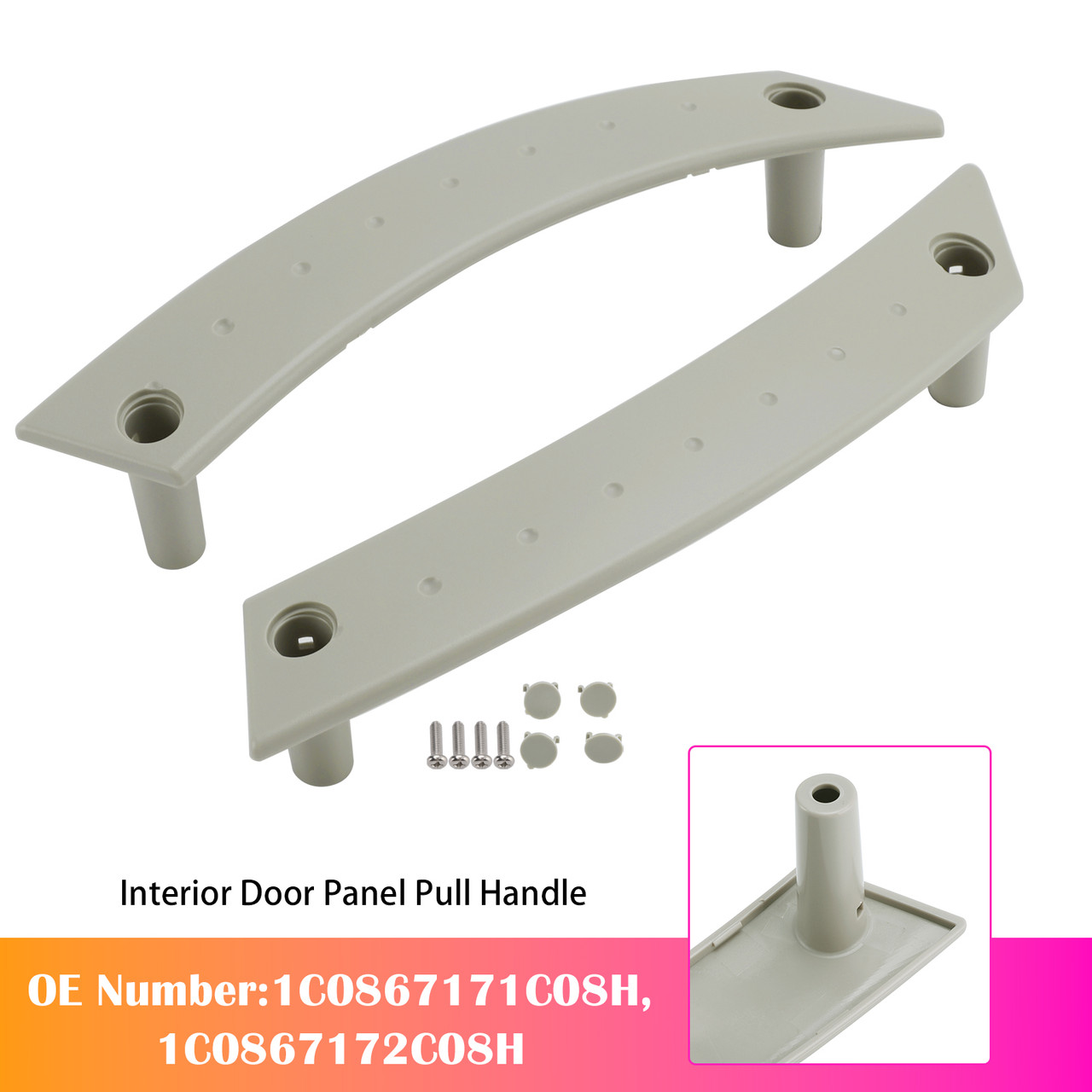 1998-2010 Volkswagen Beetle 1.8L 1.9L 2.0L 2.5L Pair Interior Door Panel Pull Handle Repair Kit Tan 1C0867171 Generic