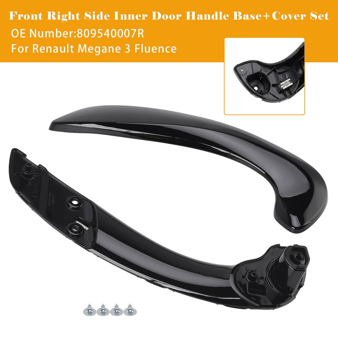 2009-2015 Renault Fluence Front Right Side Inner Door Handle Base+Cover Set Generic