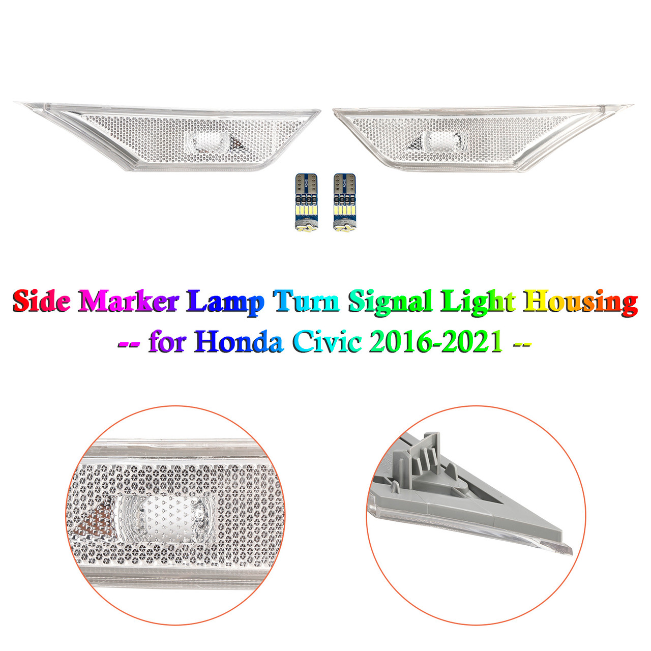 2016-2021 Honda Civic Side Marker Lamp Turn Signal Light Housing With light bulb Generic