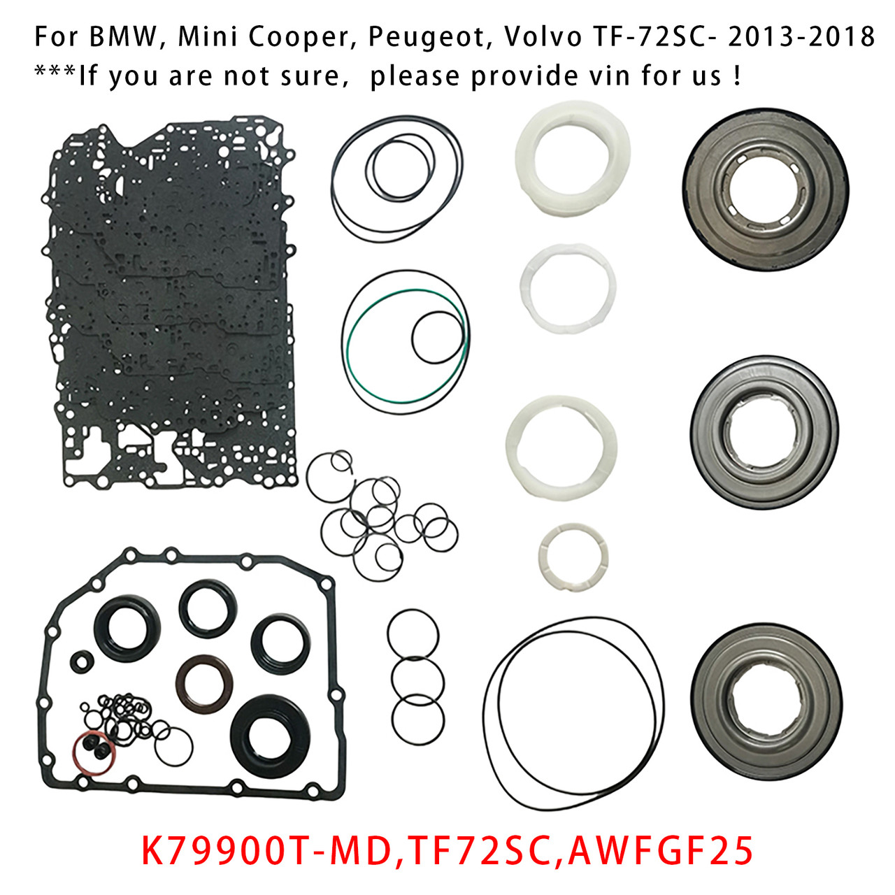 2013-2018 Peugeot, Volvo TF72SC  (AWFGF25) Transmission Overhaul Kit Rebuild Kit W/ Pistons K79900T-MD Generic
