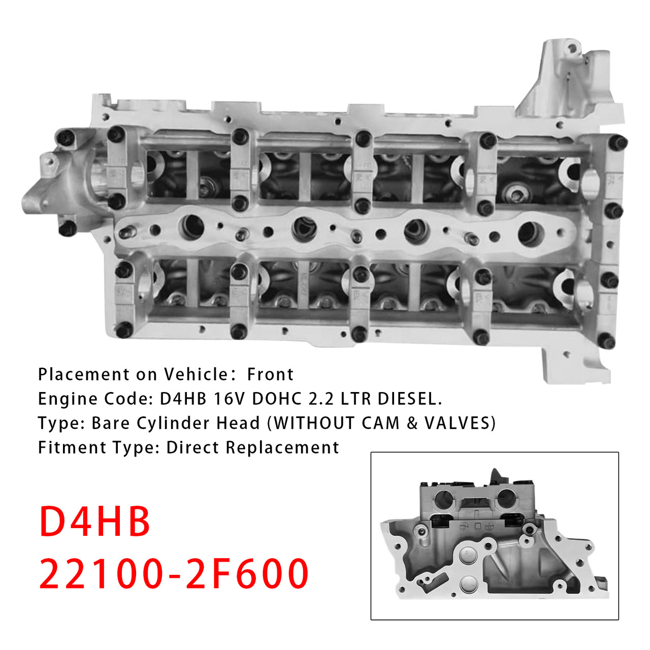 2009-2017 Hyundai Santafe & Grand Santafe D4HB Bare Cylinder Head 22100-2F600 Generic