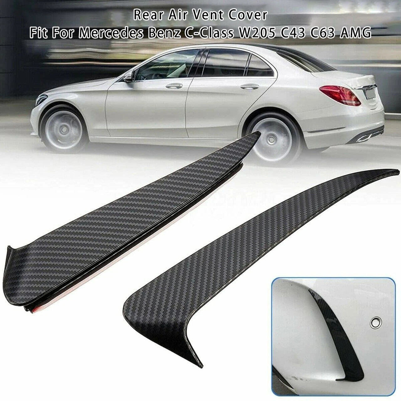 2014-2019 Mercedes Benz C Class W205 C43 C63 Rear Air Vent Cover Carbon Fiber Look Generic