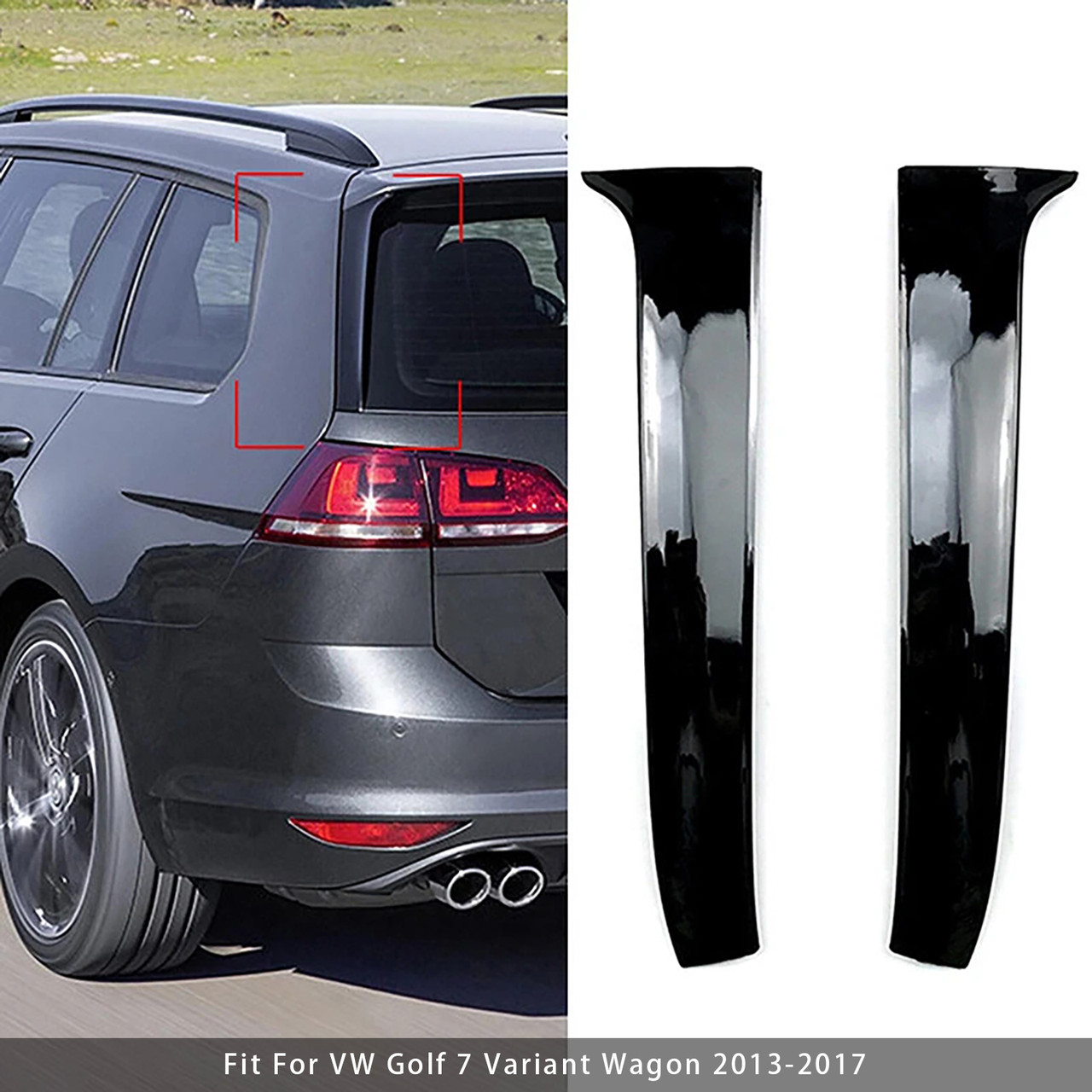 2013-2017 VW Golf 7 Variant Wagon Pair Rear Window Side Wing Spoiler Gloss Black Generic