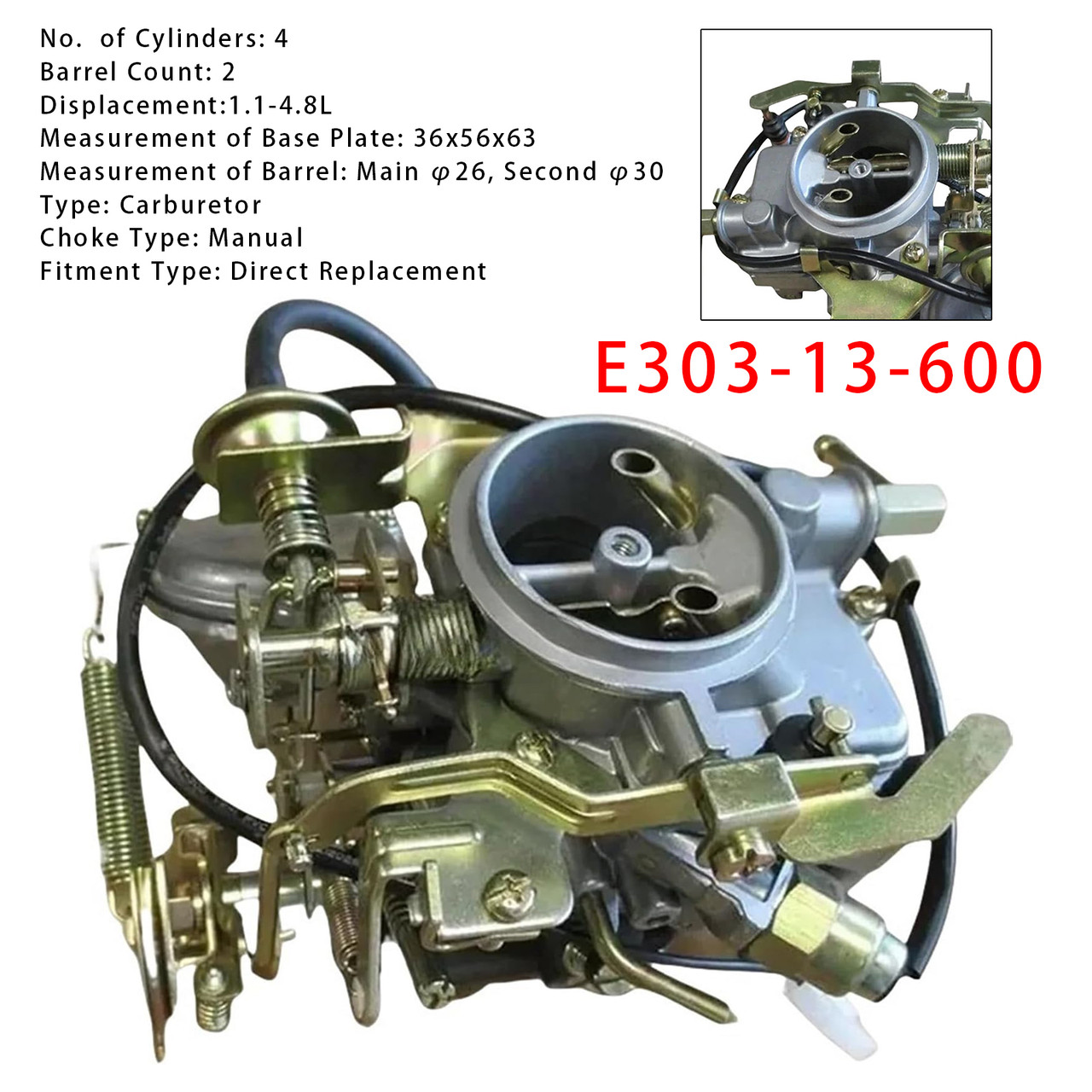 1980-1982 Mazda Mazda Carburetor E303-13-600 Generic
