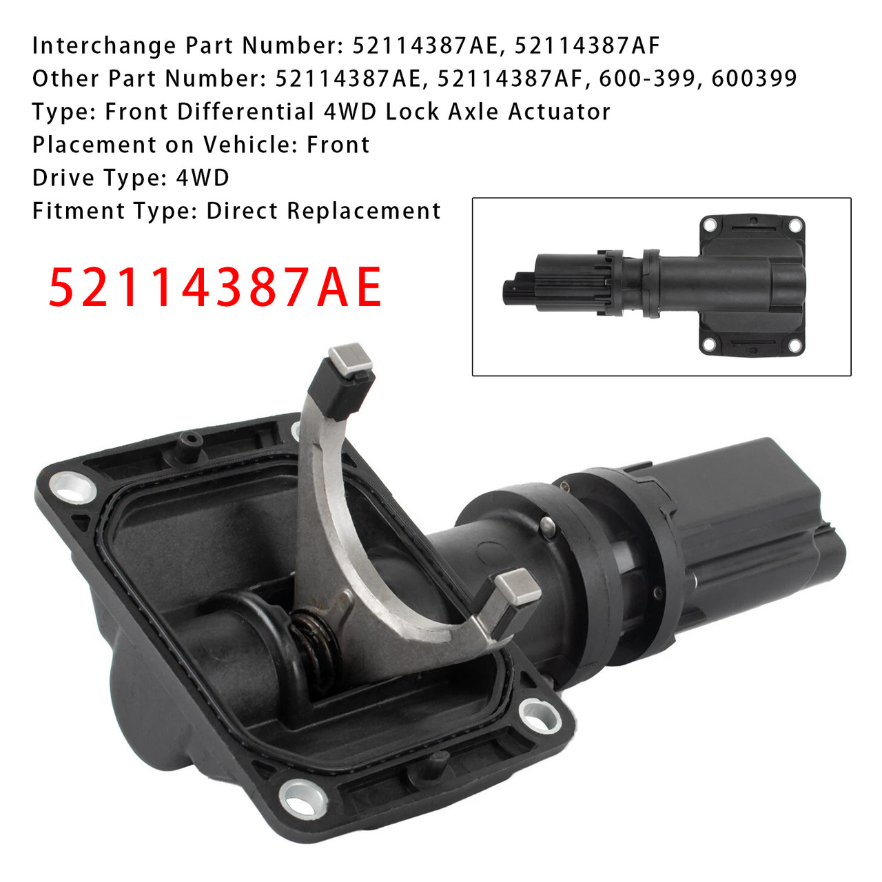 2008-2016 Dodge Ram 1500 600-399 Front Differential 4WD Lock Axle Actuator 52114387AE Generic