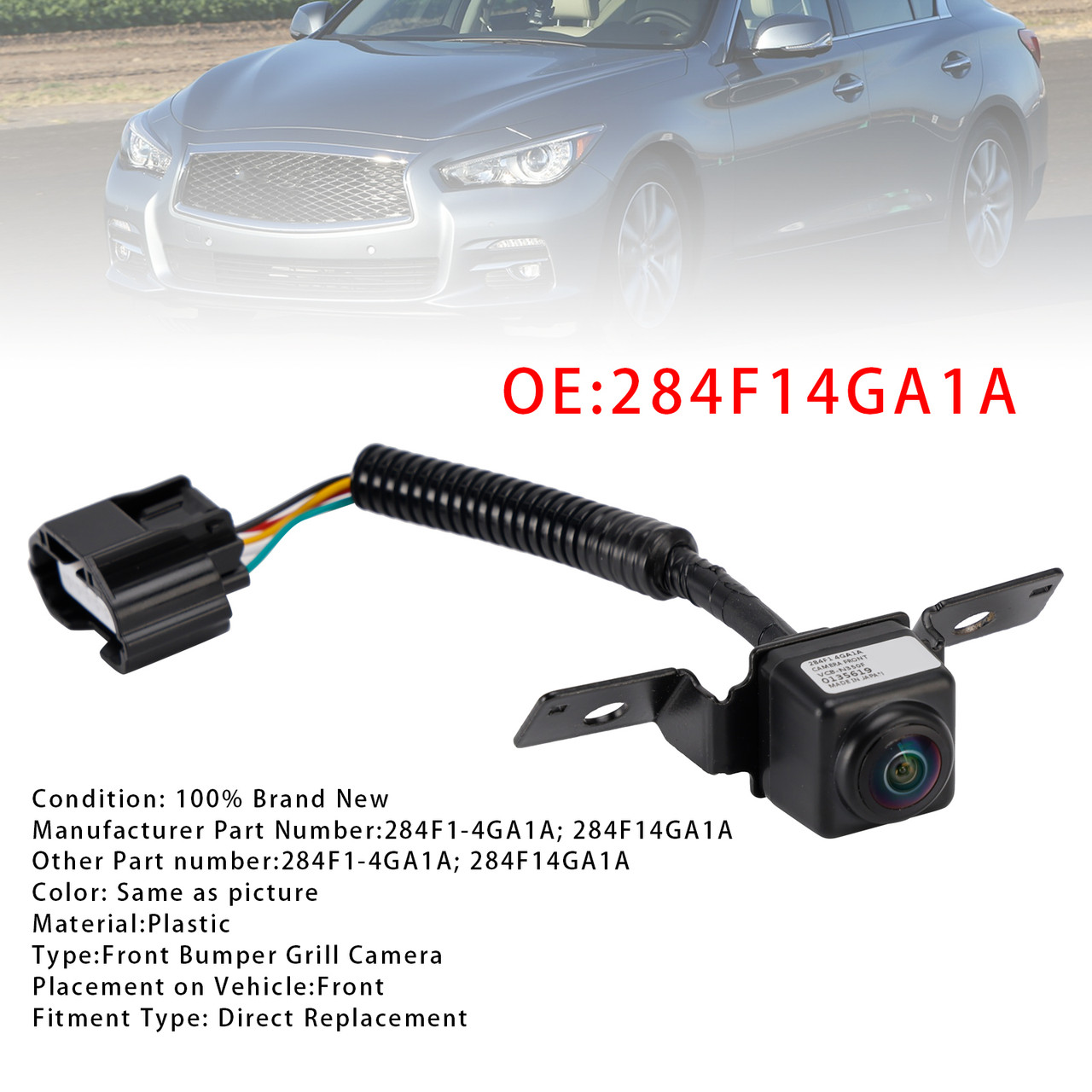 2014-2023 Infiniti Q50 Q60 Front Bumper Grill Camera Parking Assist 284F14GA1A Generic