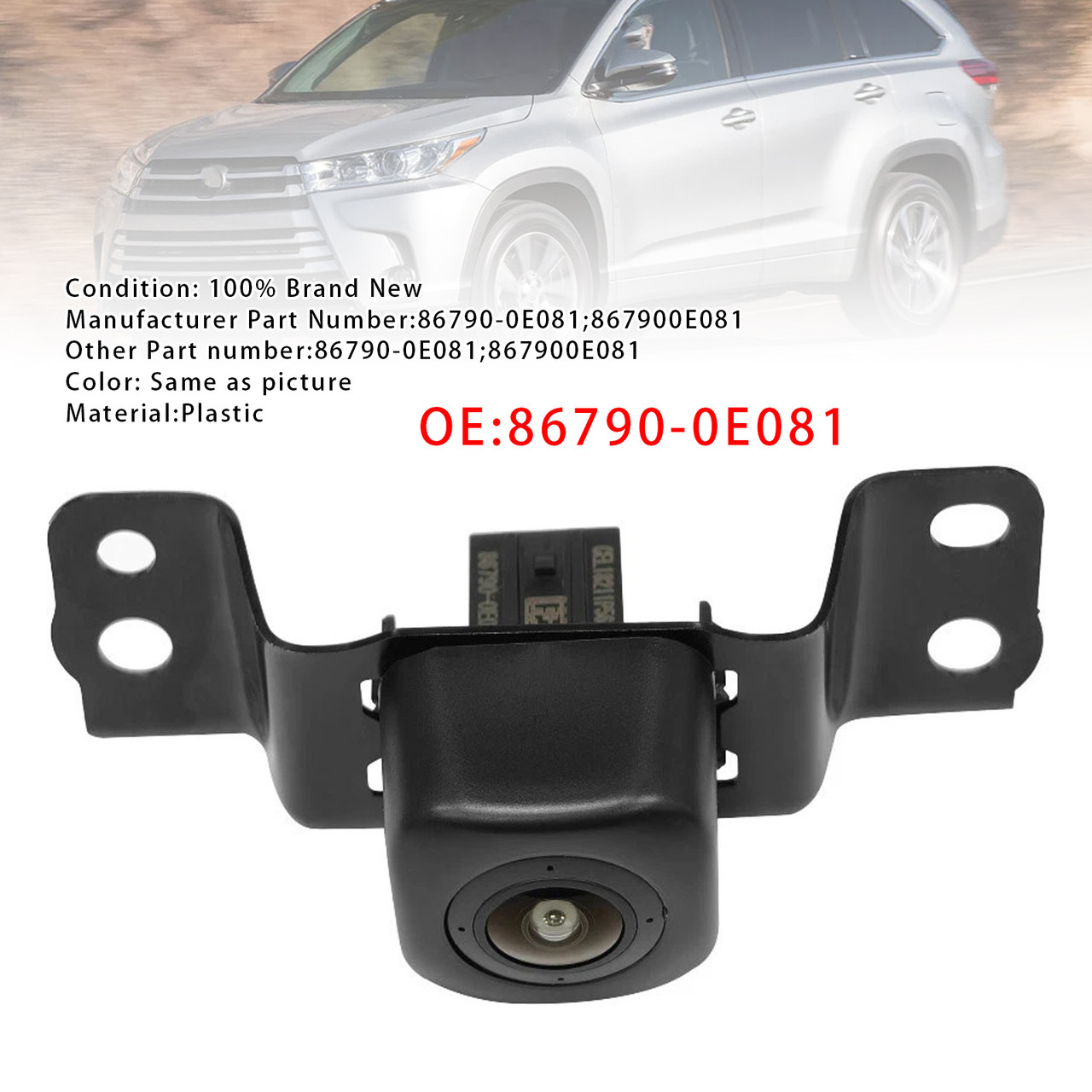 2017-2023 Toyota Highlander Front Grille Parking Camera Aid 86790-0E081 Generic