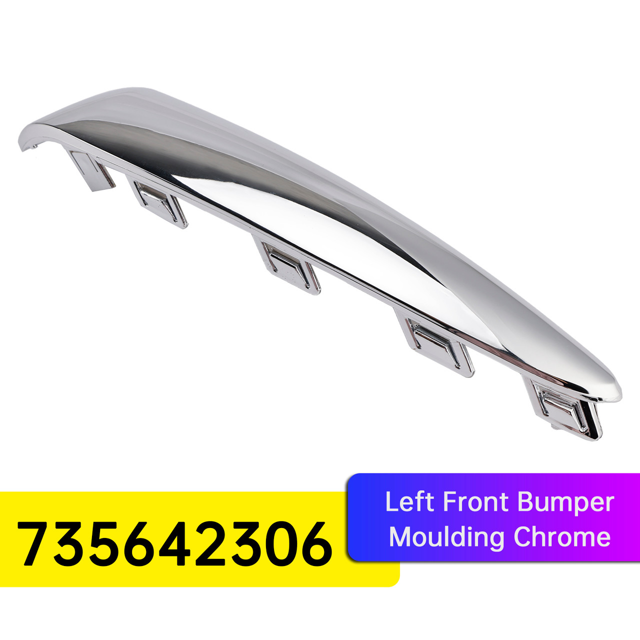 2015-2020 FIAT 500 (312) LOUNGE Left Front Bumper Moulding Chrome 735642306 Generic