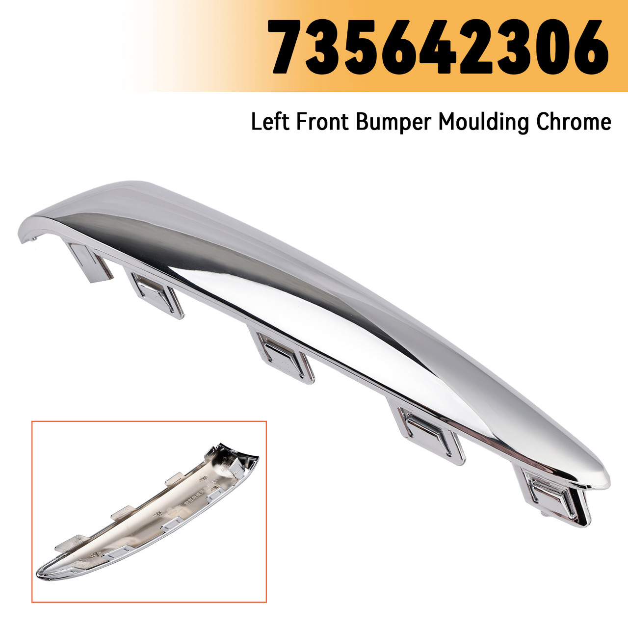 2015-2020 FIAT 500 (312) LOUNGE Left Front Bumper Moulding Chrome 735642306 Generic
